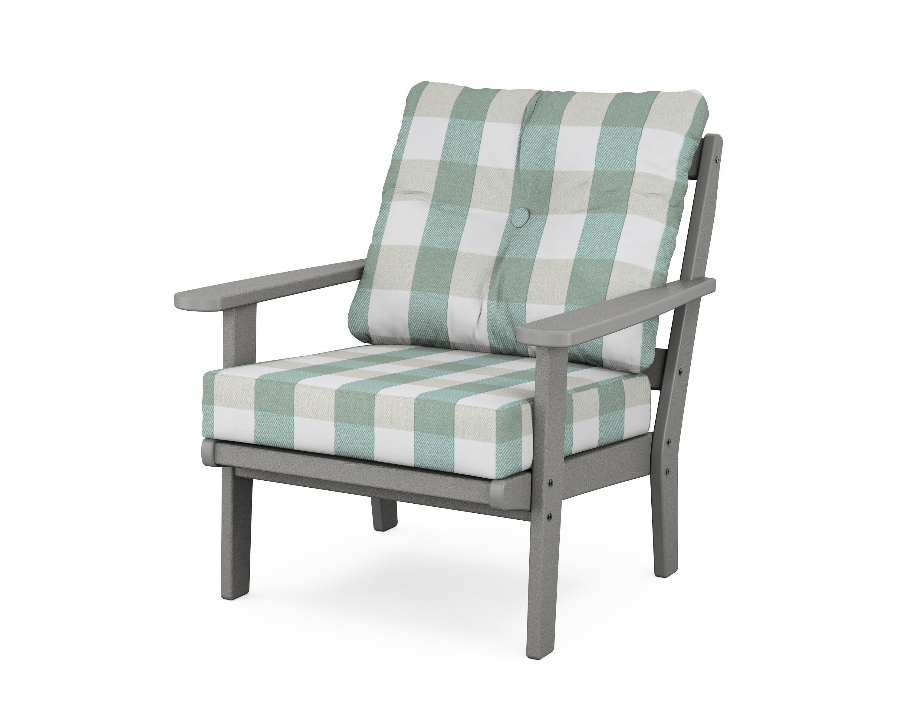 Mission Deep Seating Chair in Slate Grey / Buffalo Plaid Glacier Spa