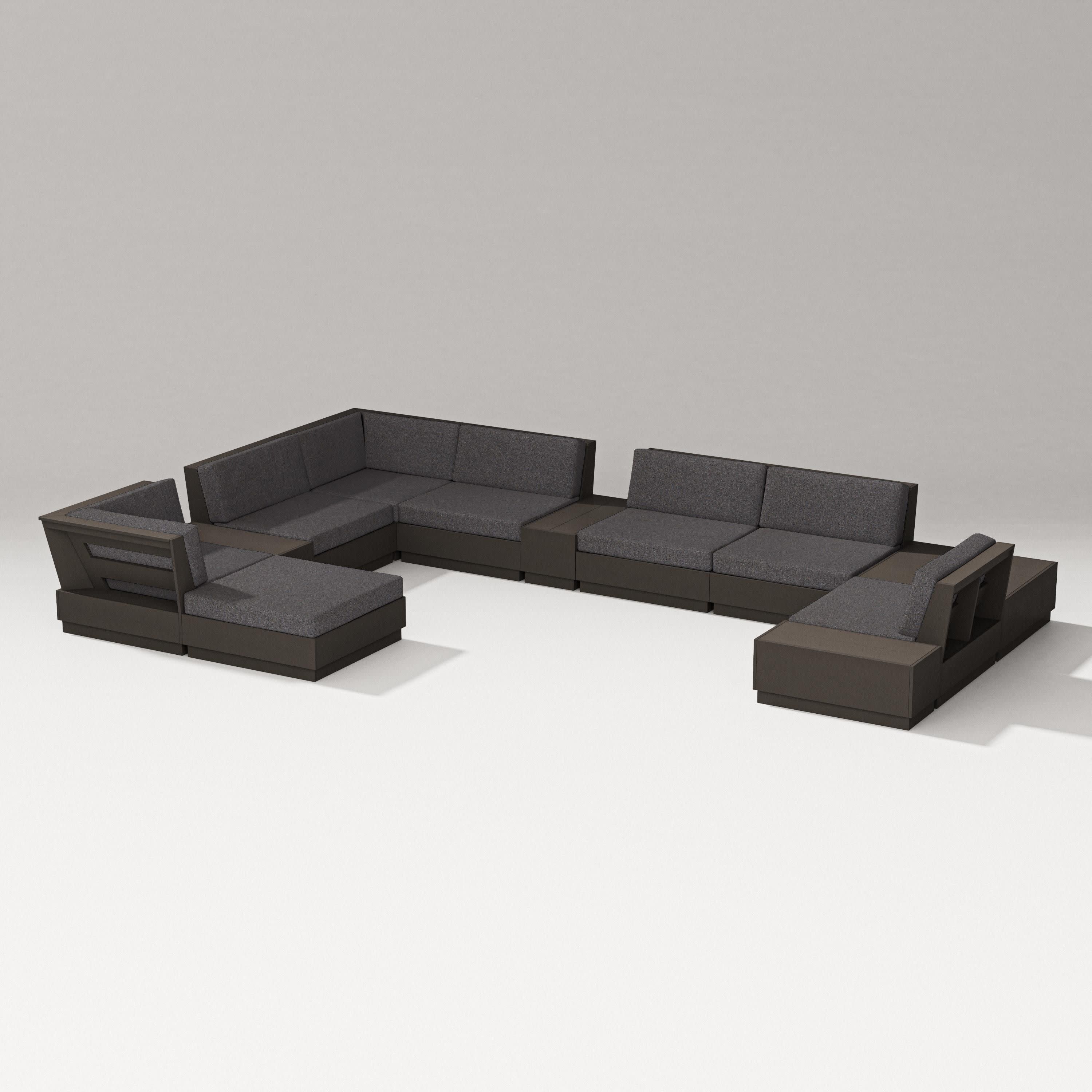 Elevate 12-Piece Conversation Sectional Set in Vintage Coffee / Ash Charcoal