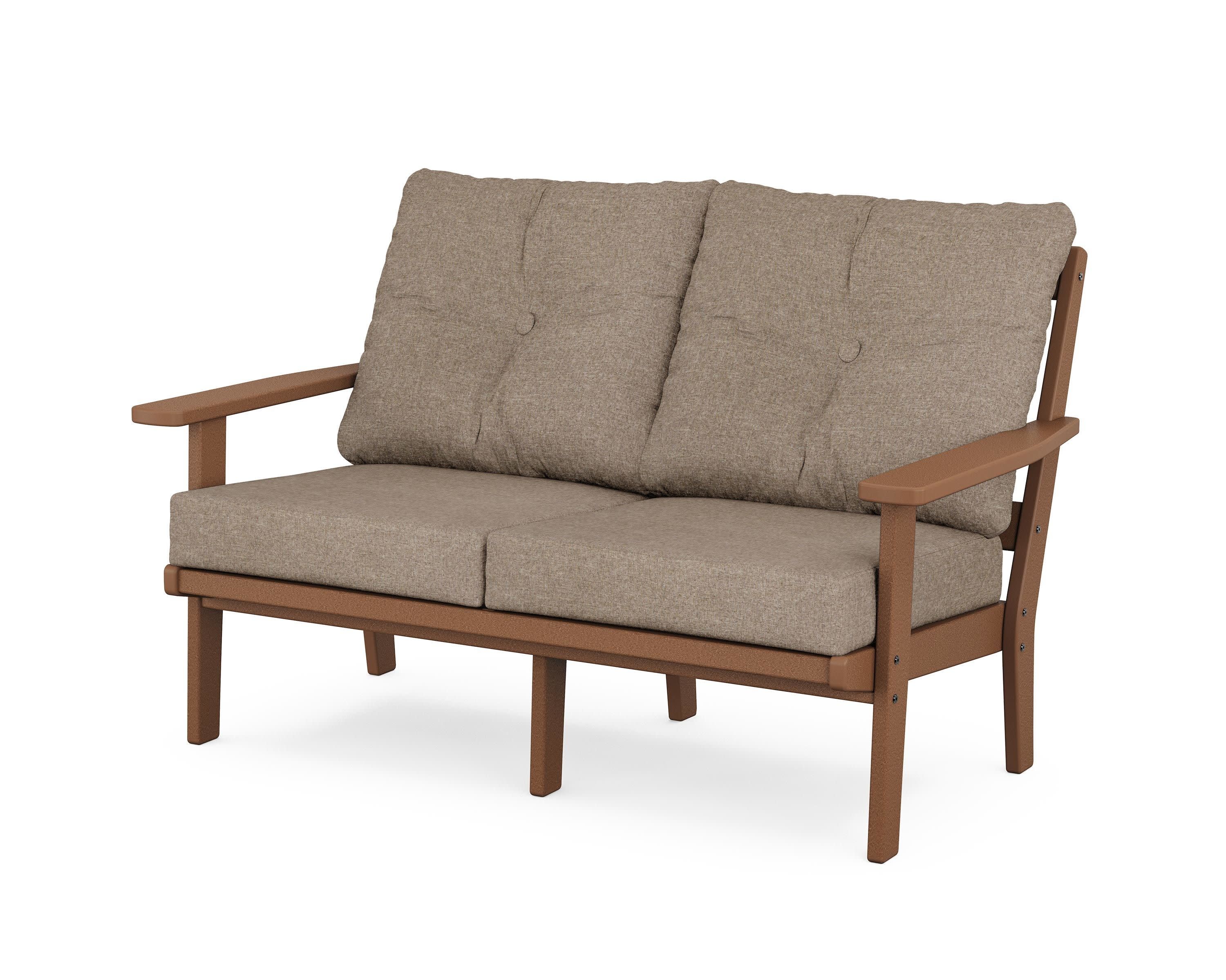 Prairie Deep SeatingLoveseat in Teak / Spiced Burlap