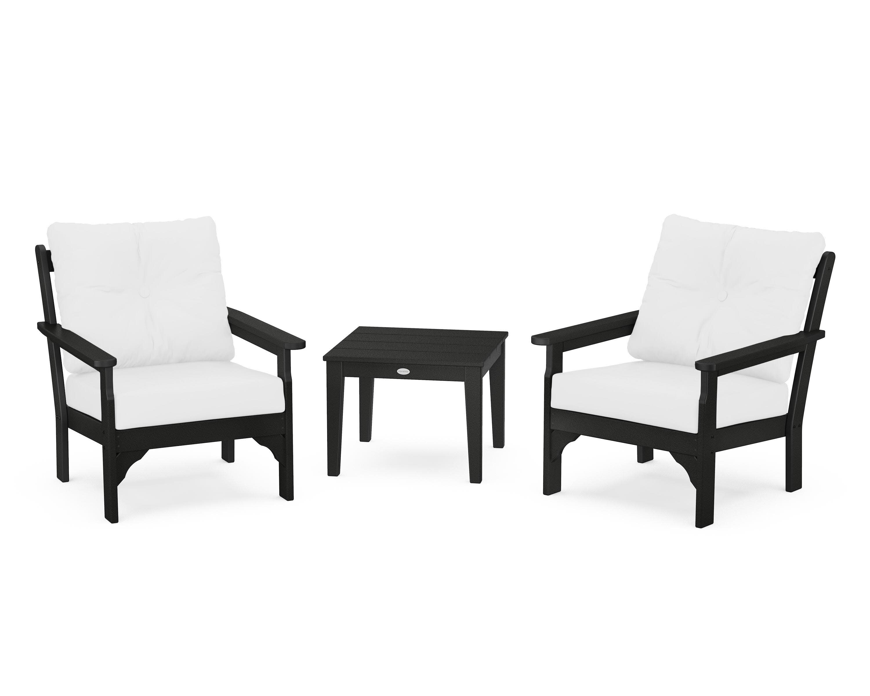 Vineyard 3-Piece Deep Seating Set in Black / Natural