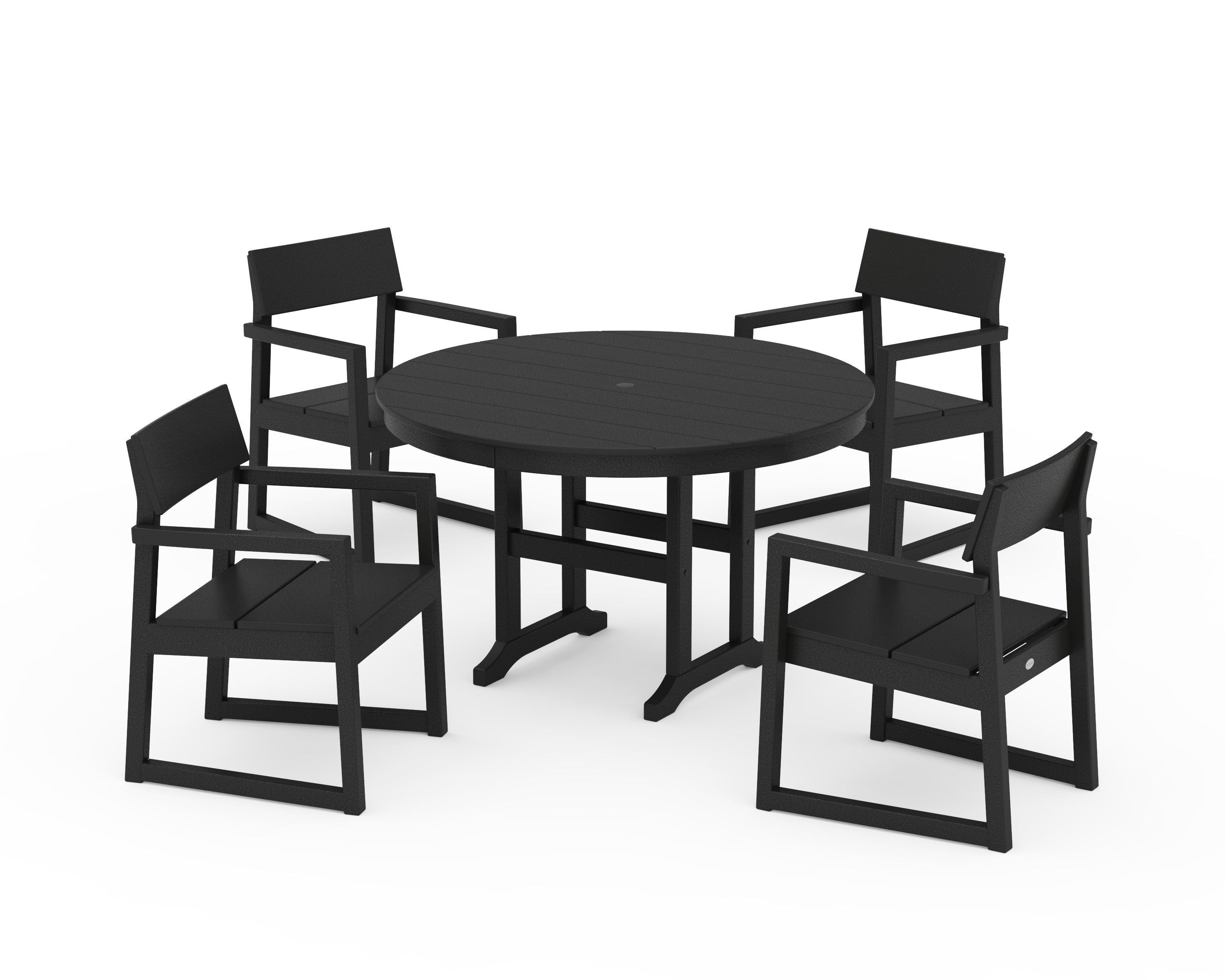 EDGE 5-Piece Round Farmhouse Dining Set in Black