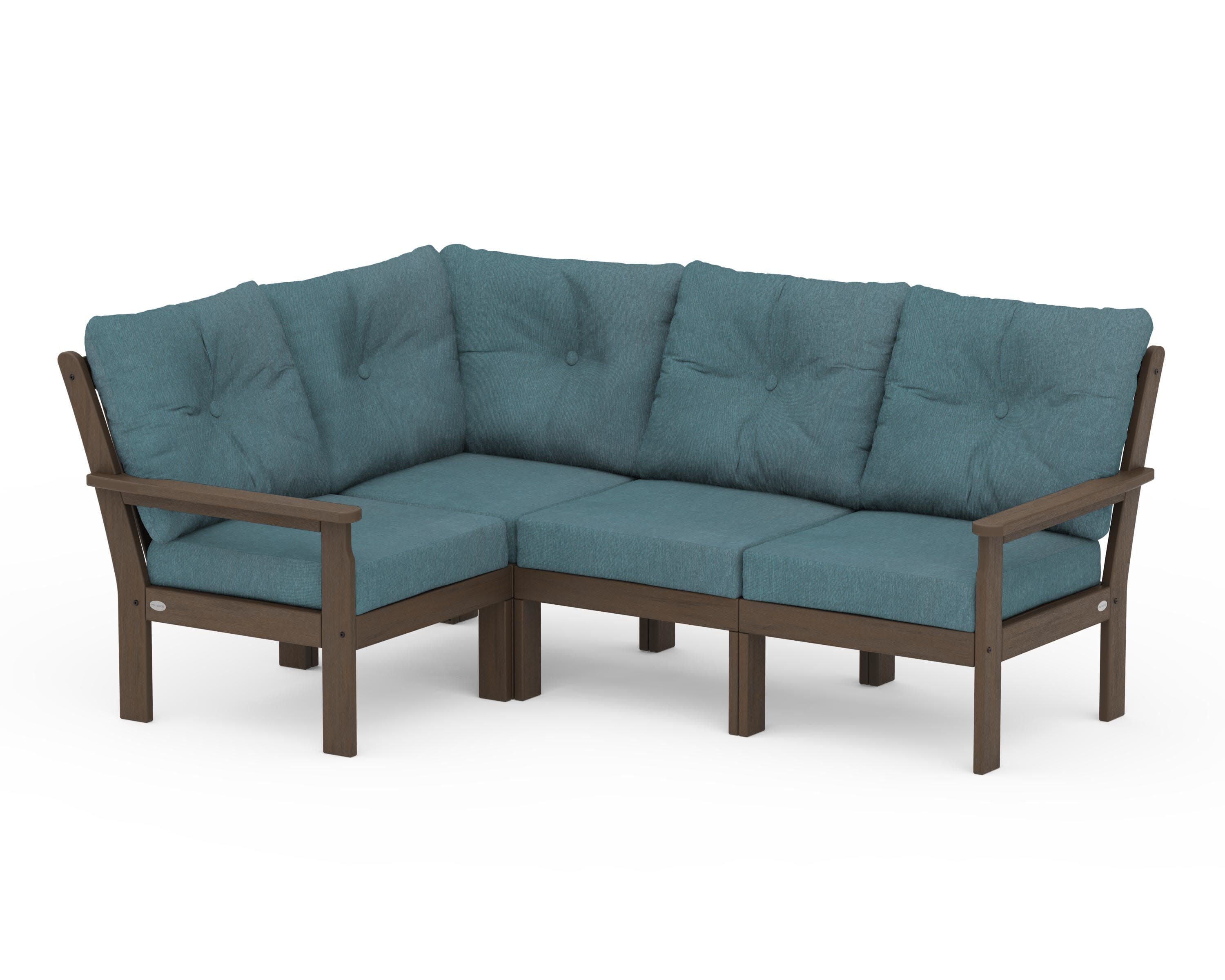 Vineyard 4-Piece Sectional in Kona / Ocean Teal