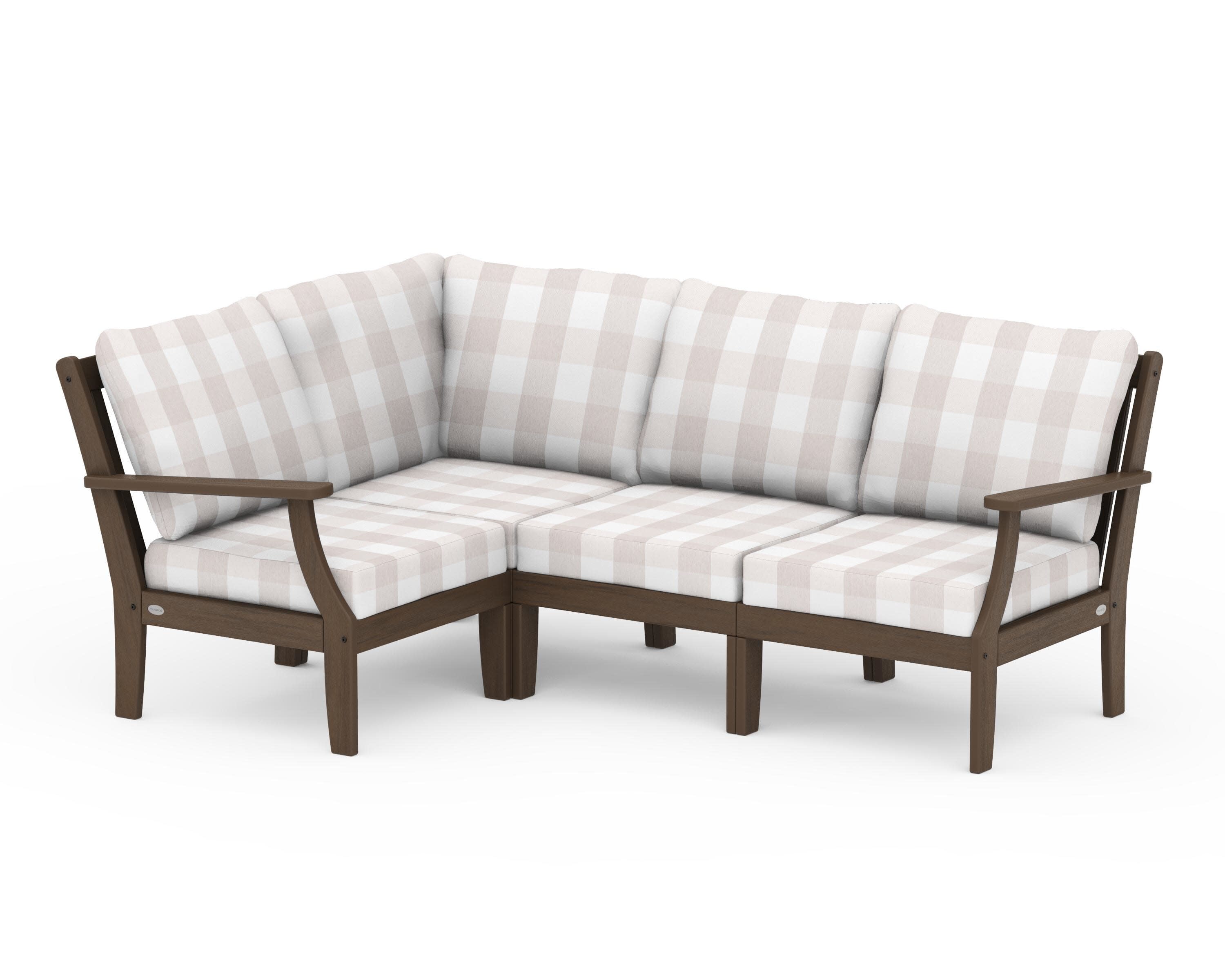 Braxton Modular 4-Piece Deep Seating Set in Kona / Buffalo Plaid Dune Burlap