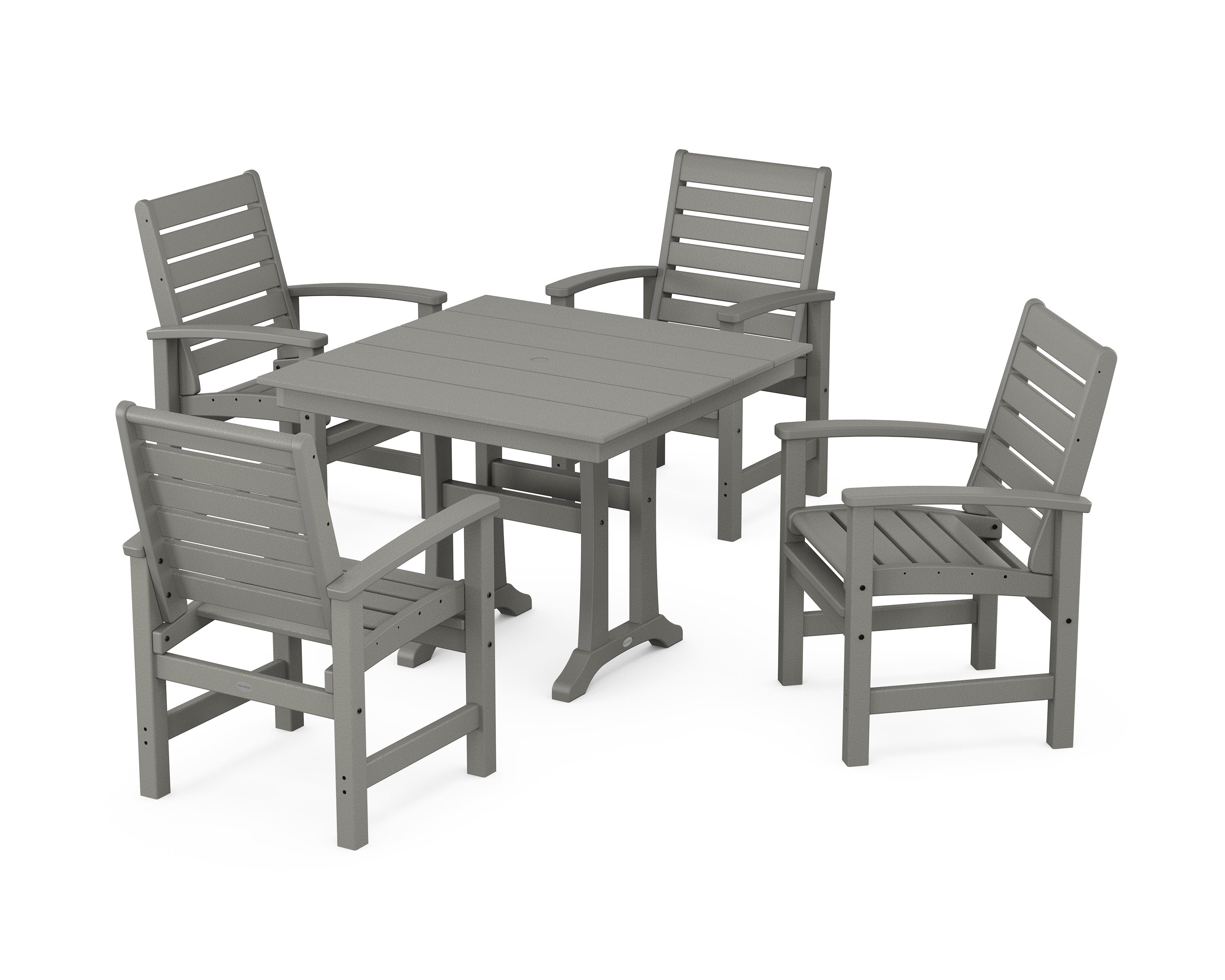 Signature 5-Piece Farmhouse Dining Set With Trestle Legs in Slate Grey