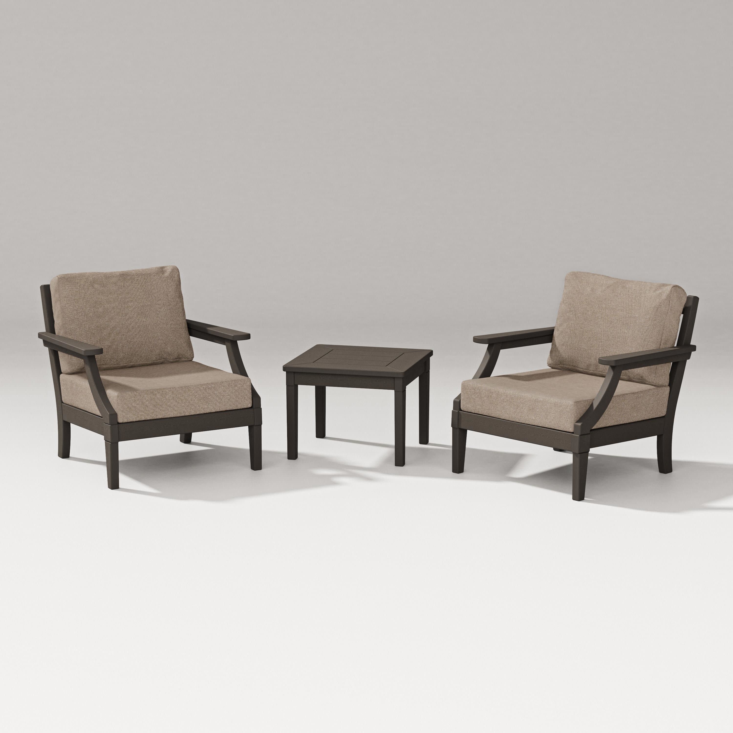 Estate 3-Piece Lounge Chair Set in Vintage Coffee / Spiced Burlap