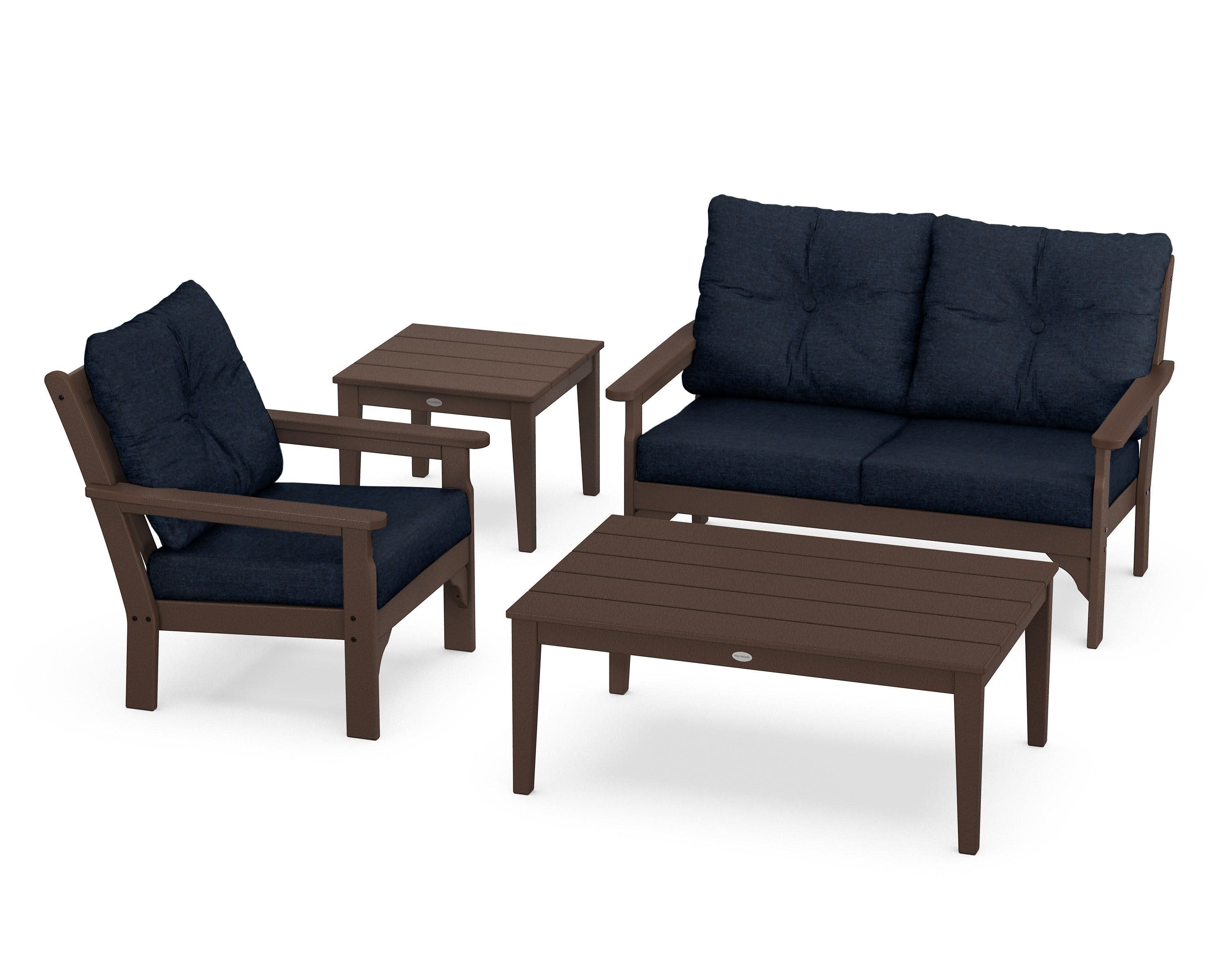 Vineyard 4-Piece Deep Seating Set in Mahogany / Marine Indigo