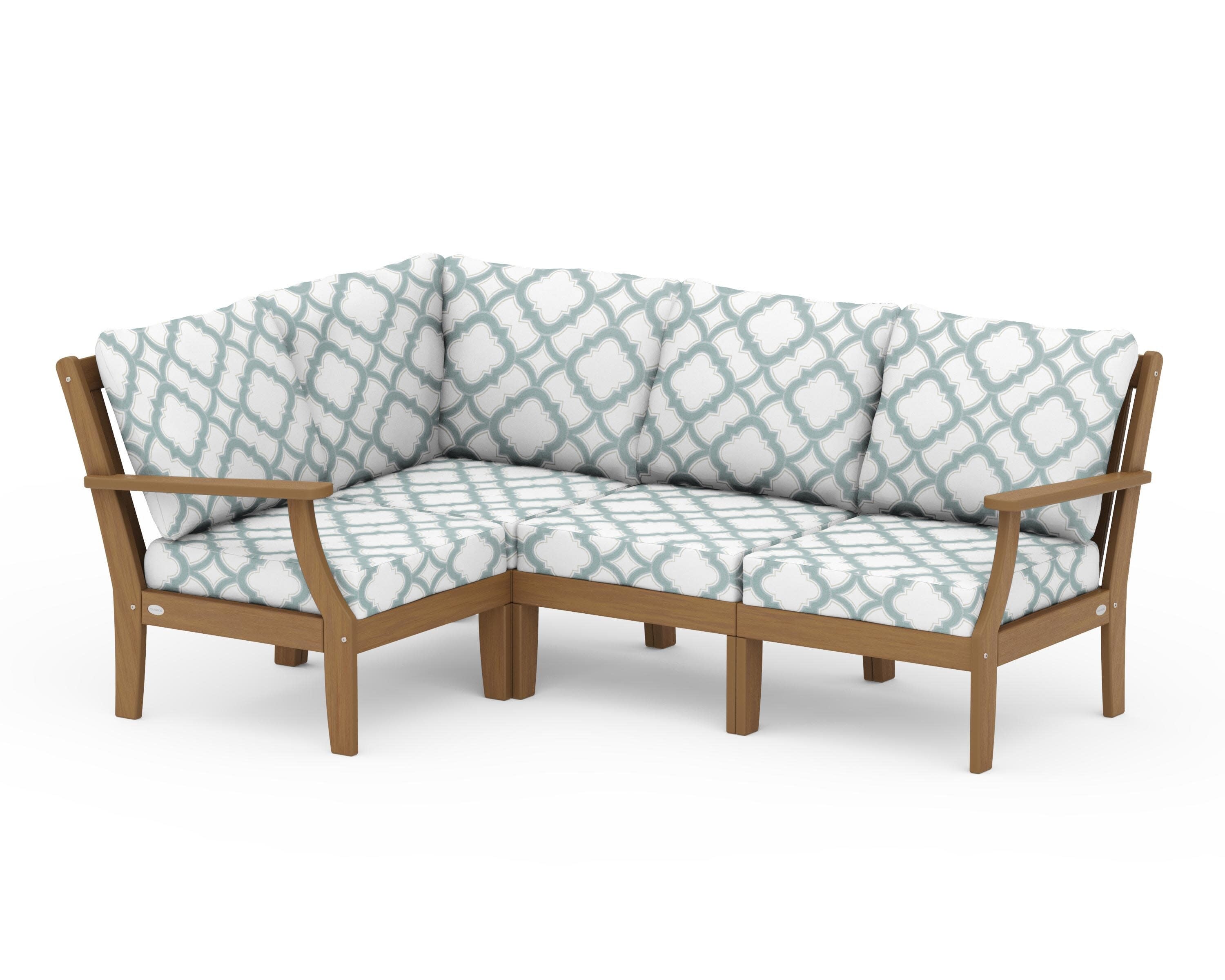 Braxton Modular 4-Piece Deep Seating Set in Natural / Trellis Glacier Spa