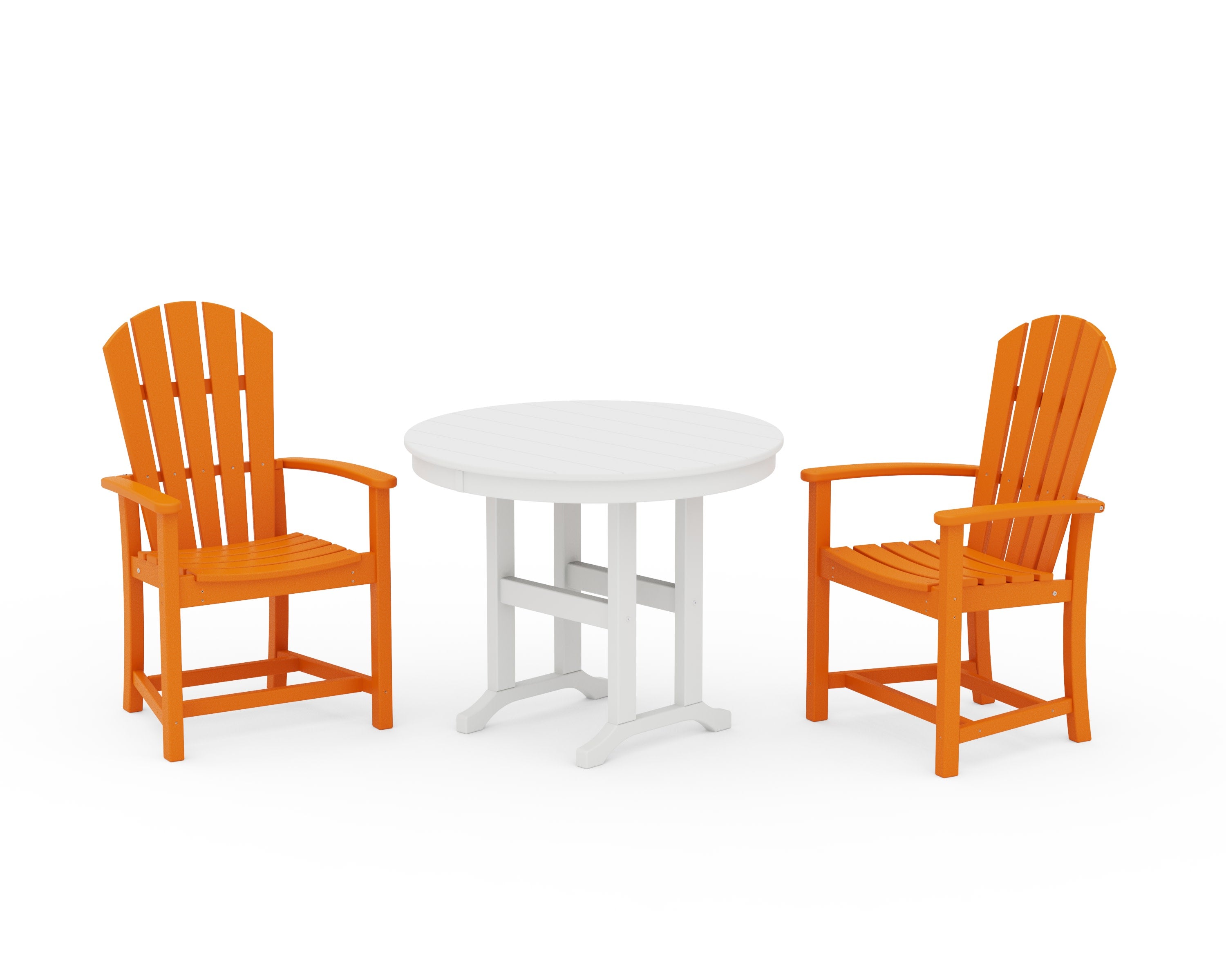 Palm Coast 3-Piece Round Farmhouse Dining Set in Tangerine / White