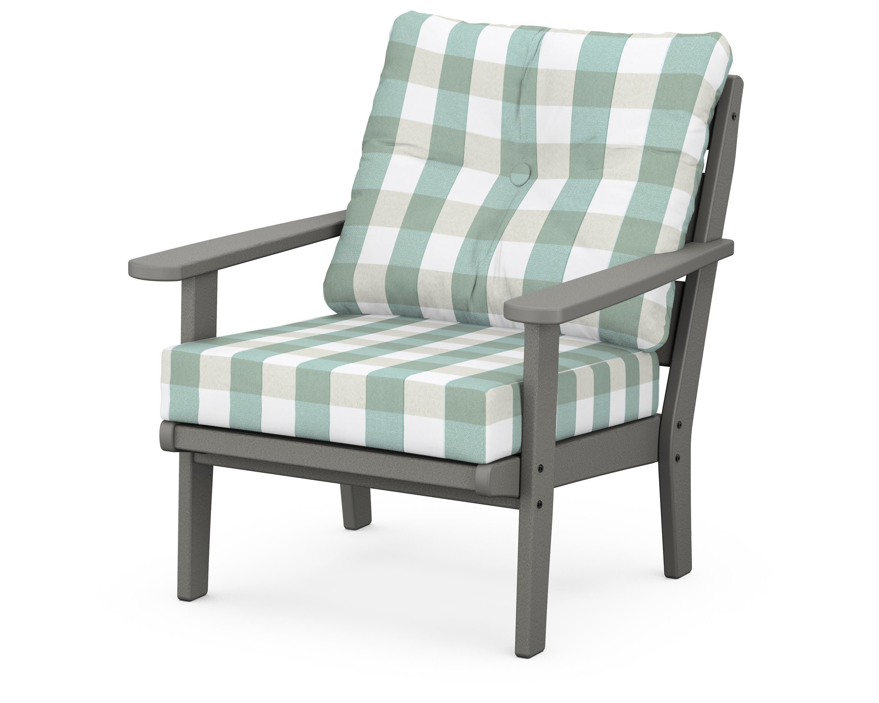 Lakeside Deep Seating Chair in Slate Grey / Buffalo Plaid Glacier Spa
