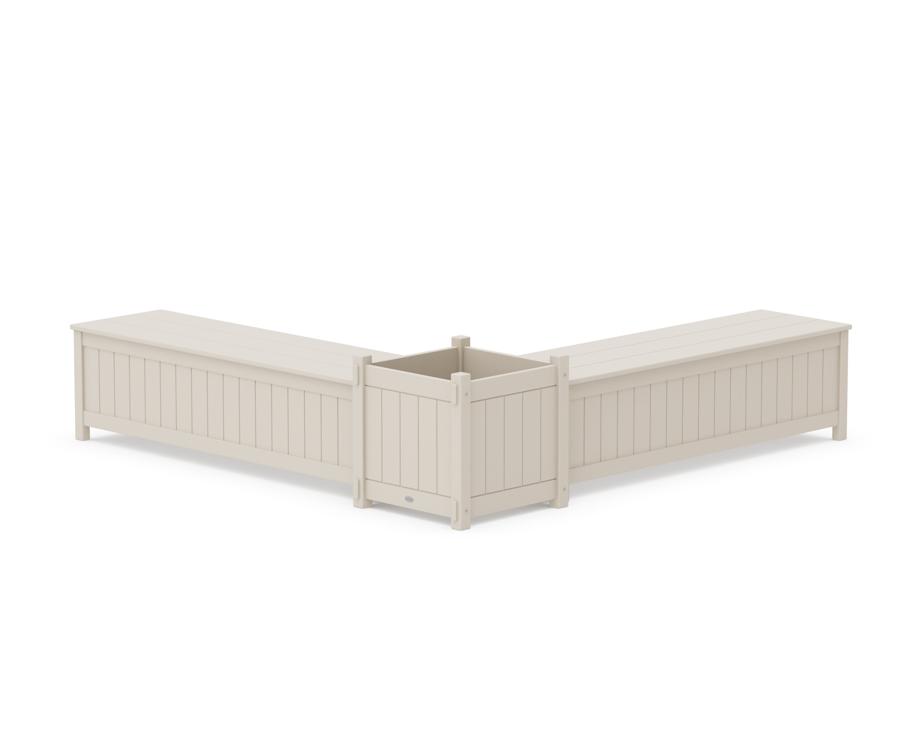 60" Vineyard L- Shaped Planter Storage Bench Set- Large in Sand