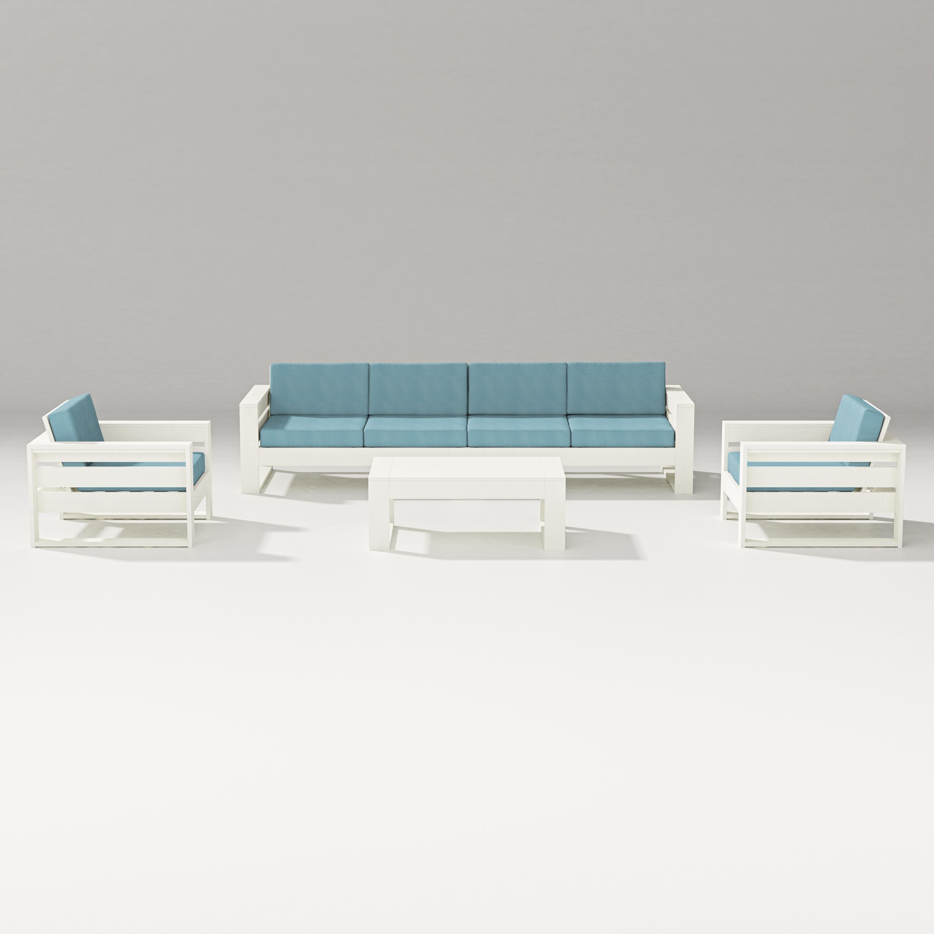 Latitude 5-Piece Lounge Sofa Set in Vintage White / Lattice Sky Blue