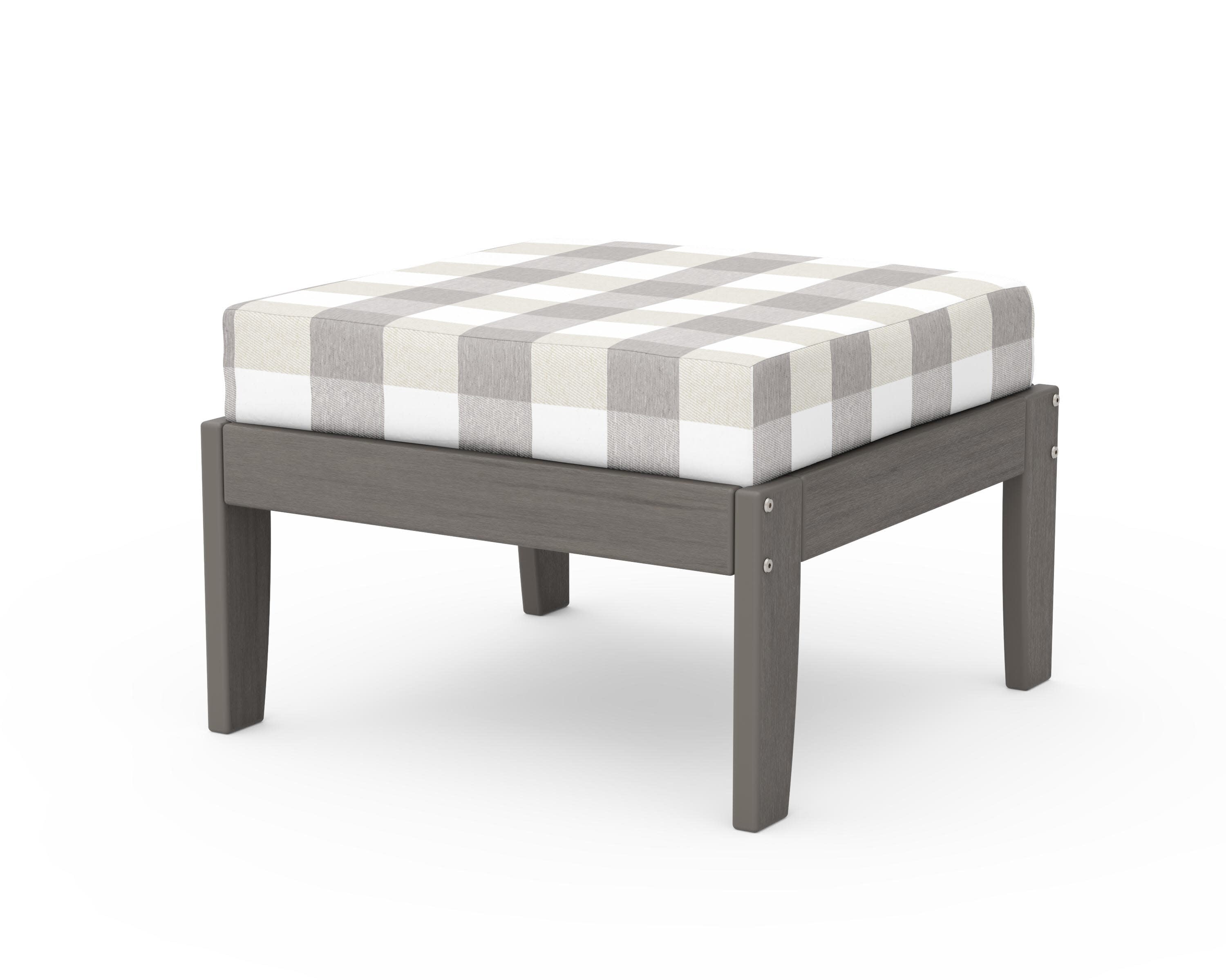 Modular Ottoman - Classic in Driftwood / Buffalo Plaid Grey Mist