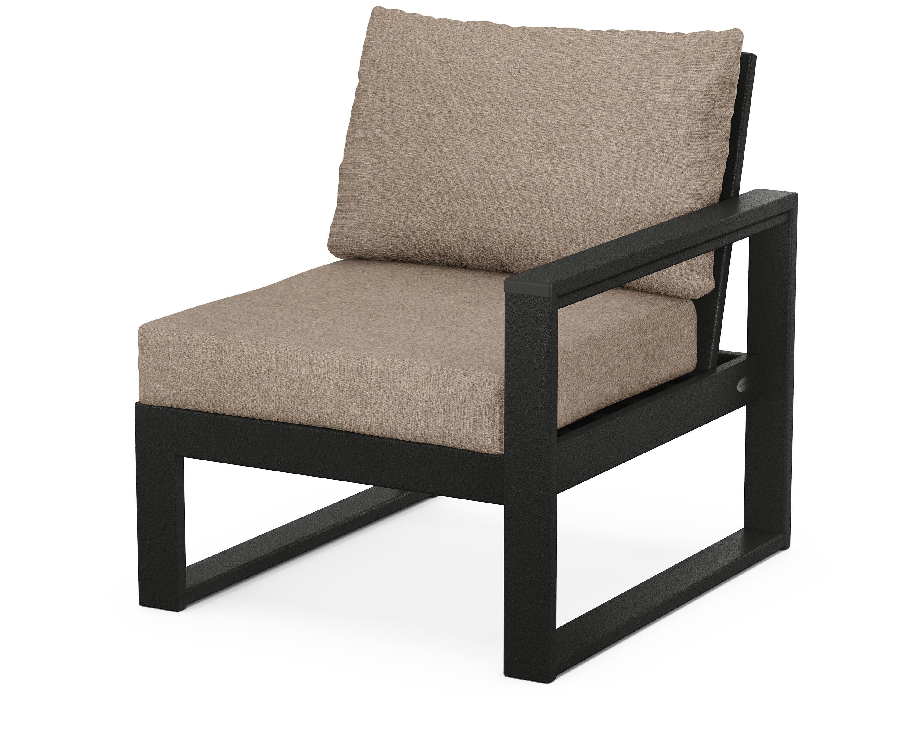 EDGE Modular Right Arm Chair in Black / Spiced Burlap