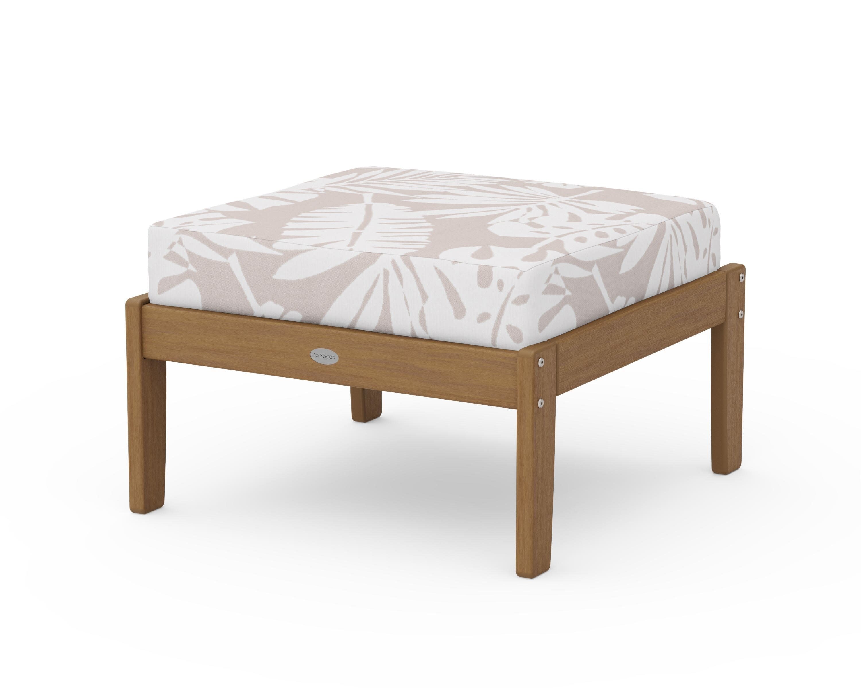 Braxton Deep Seating Ottoman in Natural / Leaf Dune Burlap