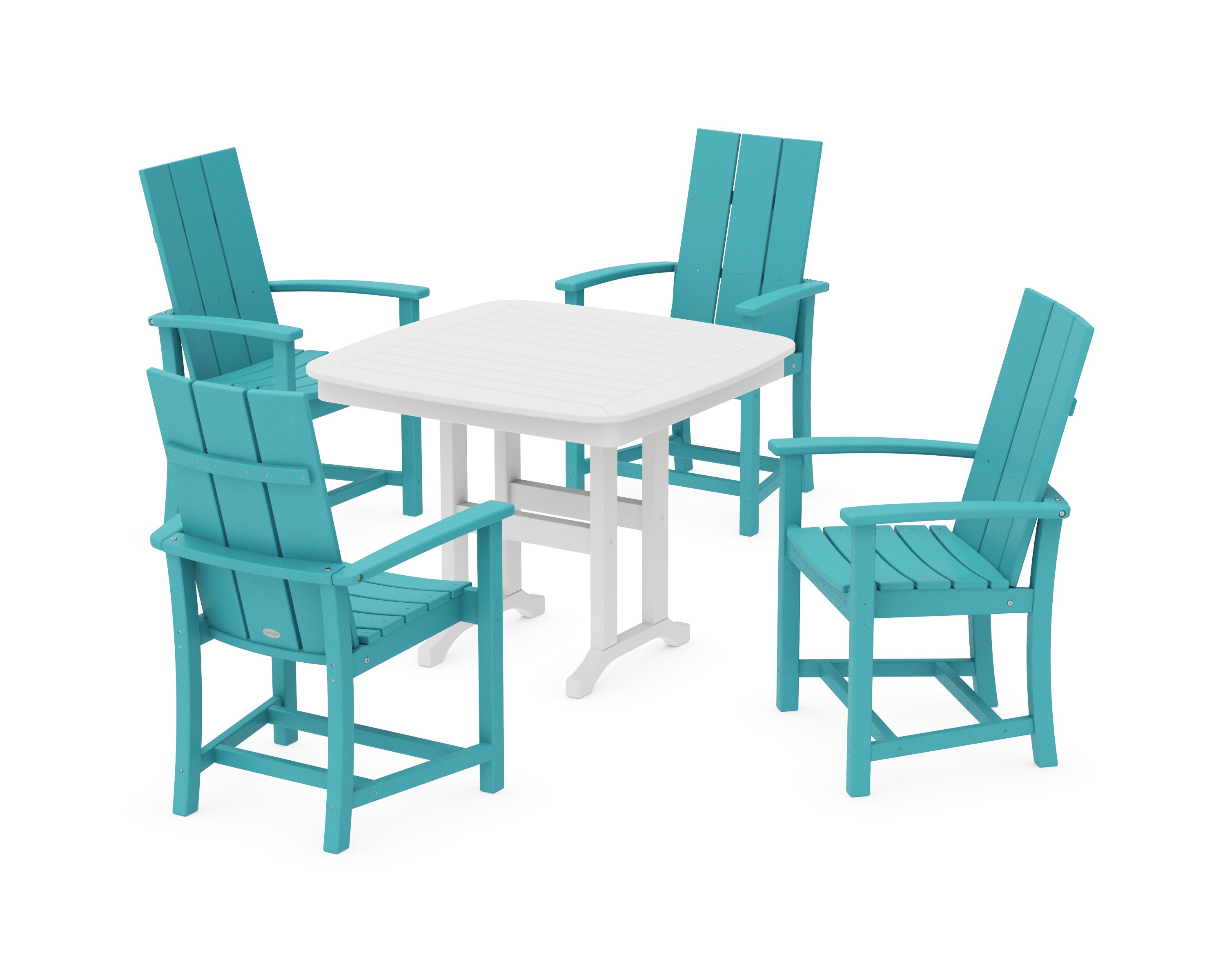 Modern Adirondack 5-Piece Dining Set in Aruba / White