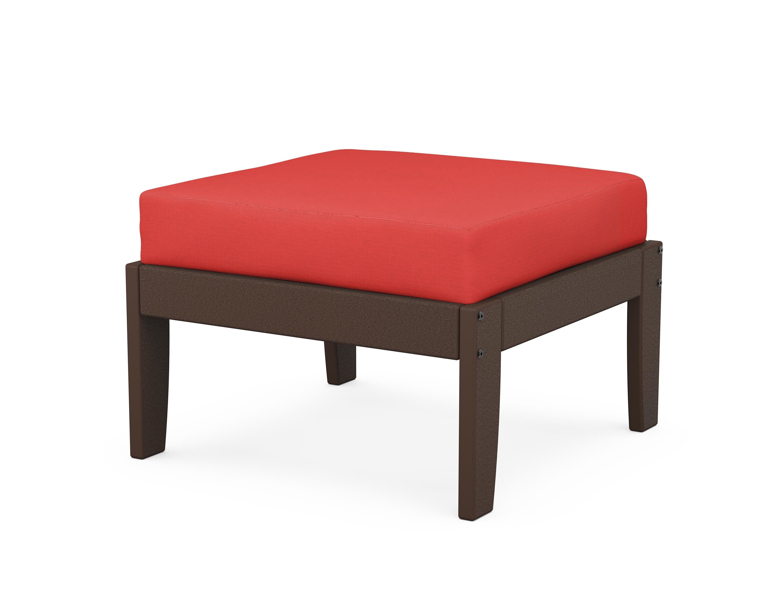 Modular Ottoman - Classic in Mahogany / Crimson Linen