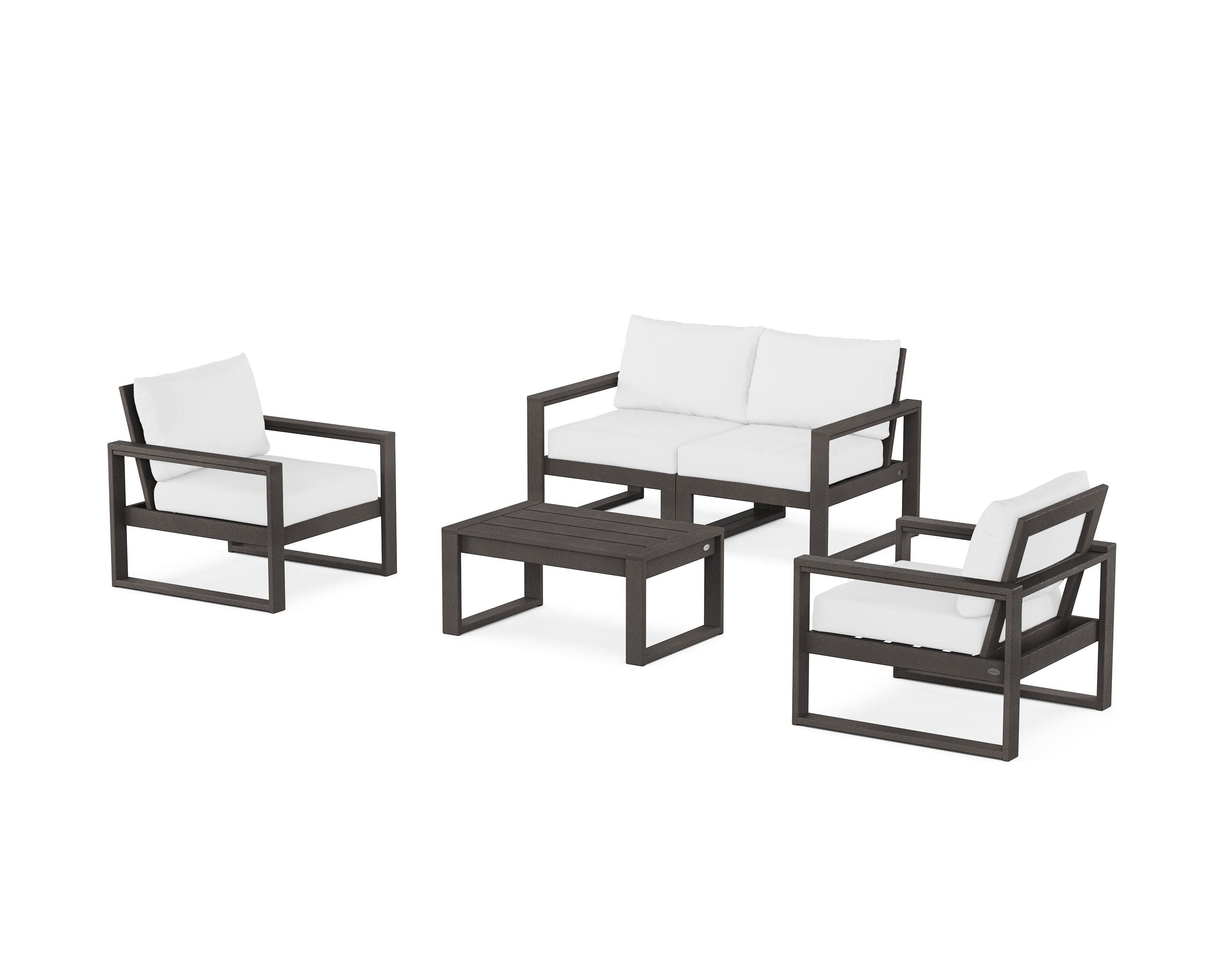 EDGE Sectional 4-Piece Deep Seating Set with Loveseat in Vintage Coffee / Natural