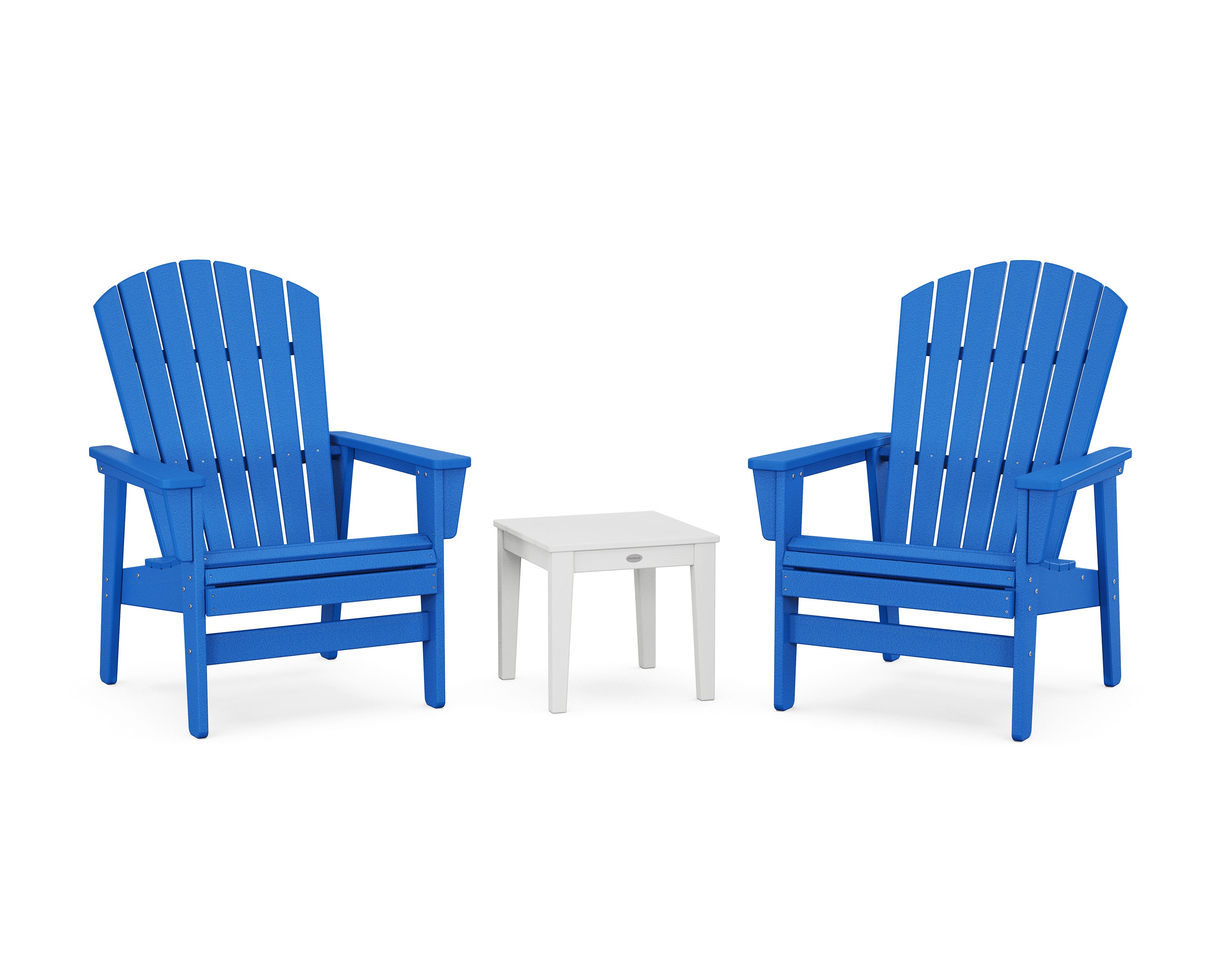 3-Piece Nautical Grand Upright Adirondack Set in Pacific Blue / White