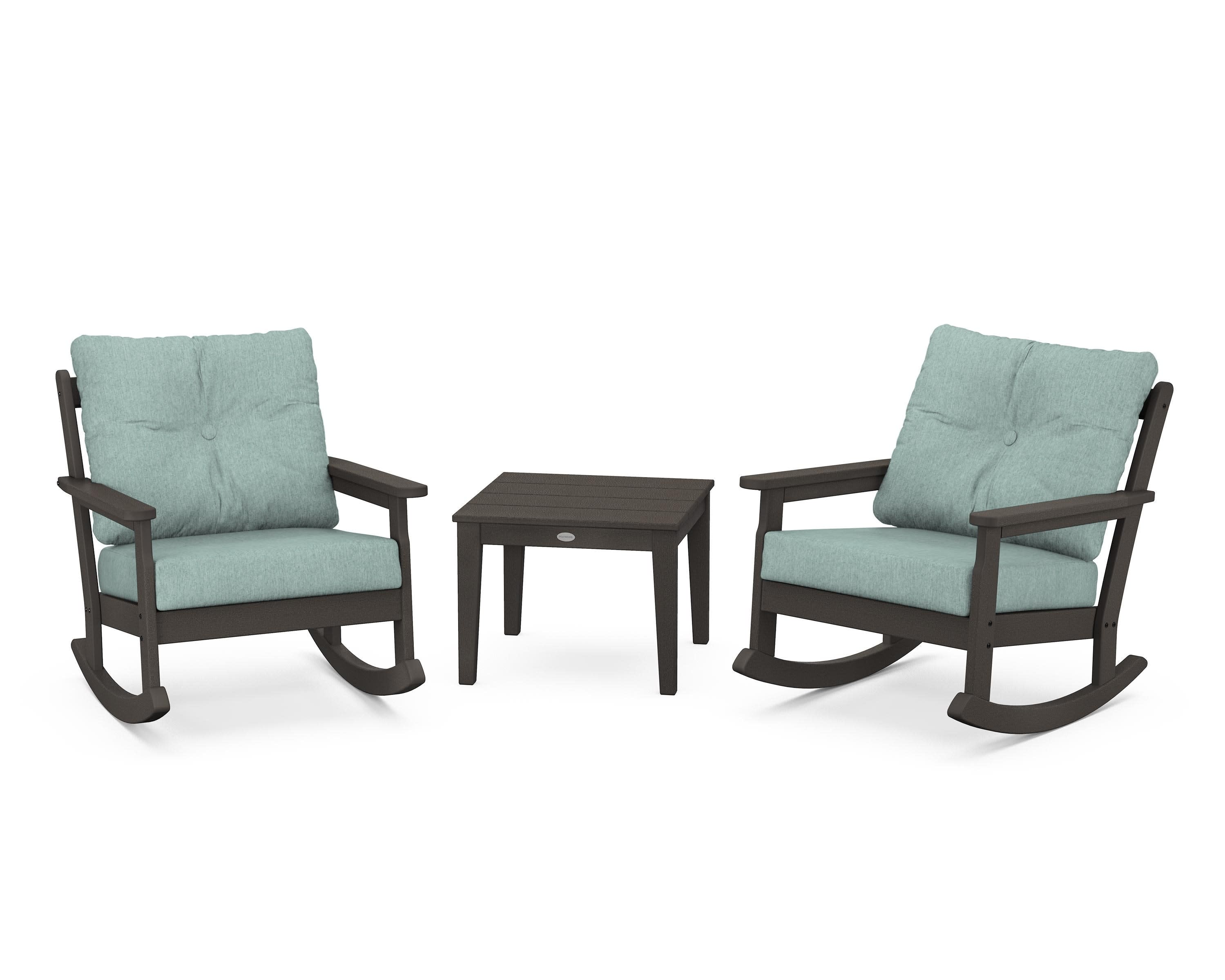 Vineyard 3-Piece Deep Seating Rocker Set in Vintage Coffee / Glacier Spa