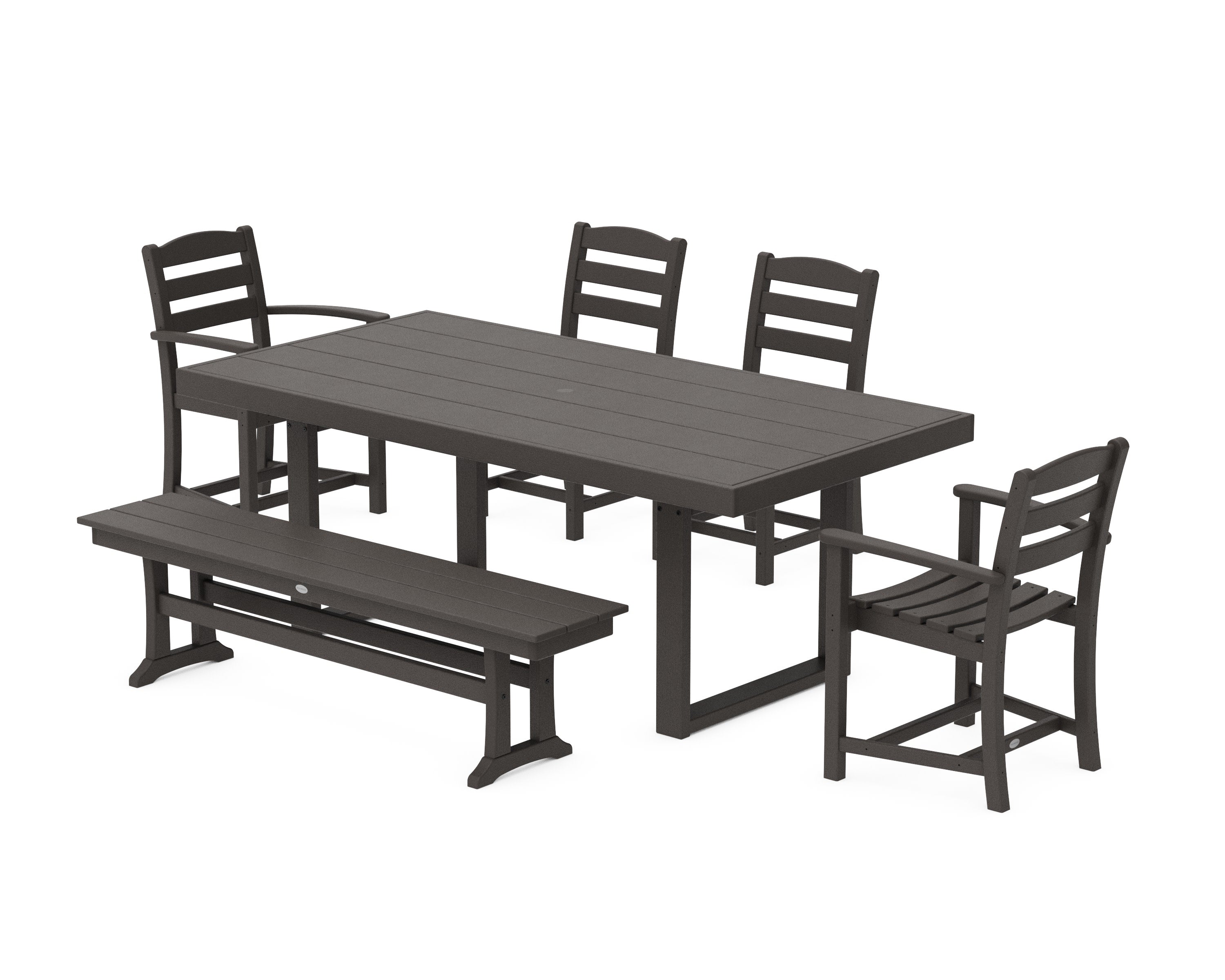 La Casa Caf 6-Piece Dining Set with Bench in Vintage Coffee