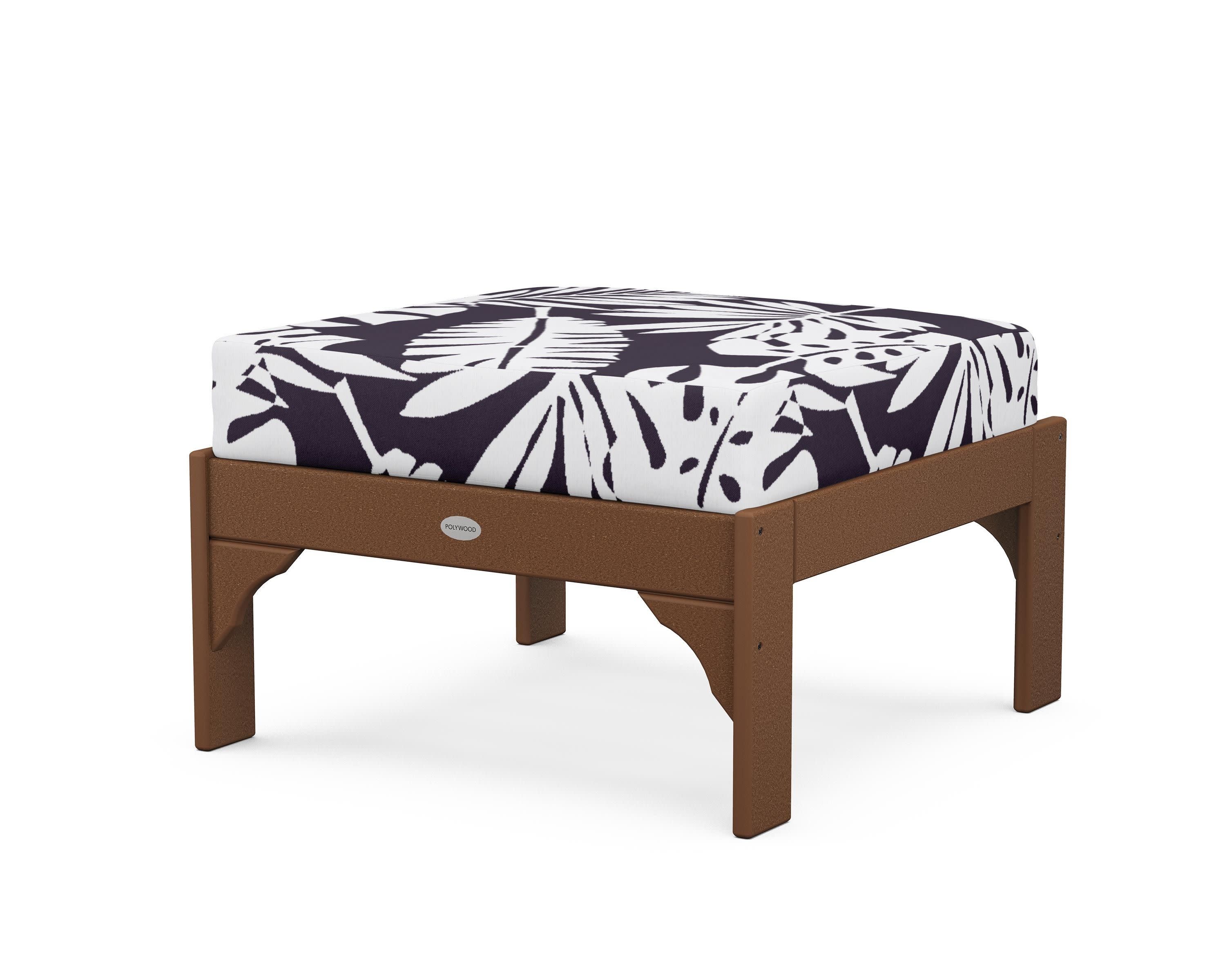 Vineyard Deep Seating Ottoman in Teak / Leaf Navy