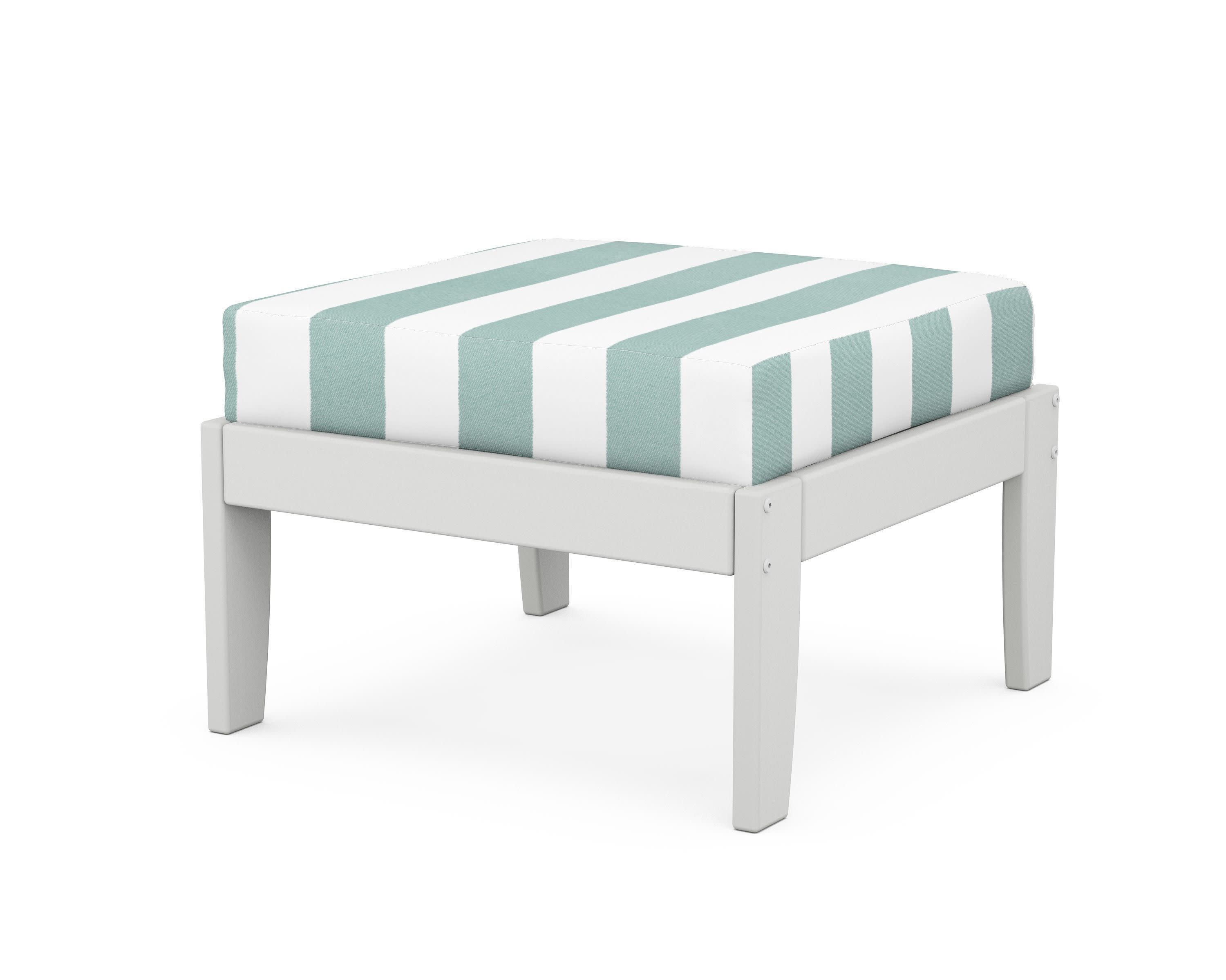 Modular Ottoman - Classic in White / Cabana Stripe Glacier Spa