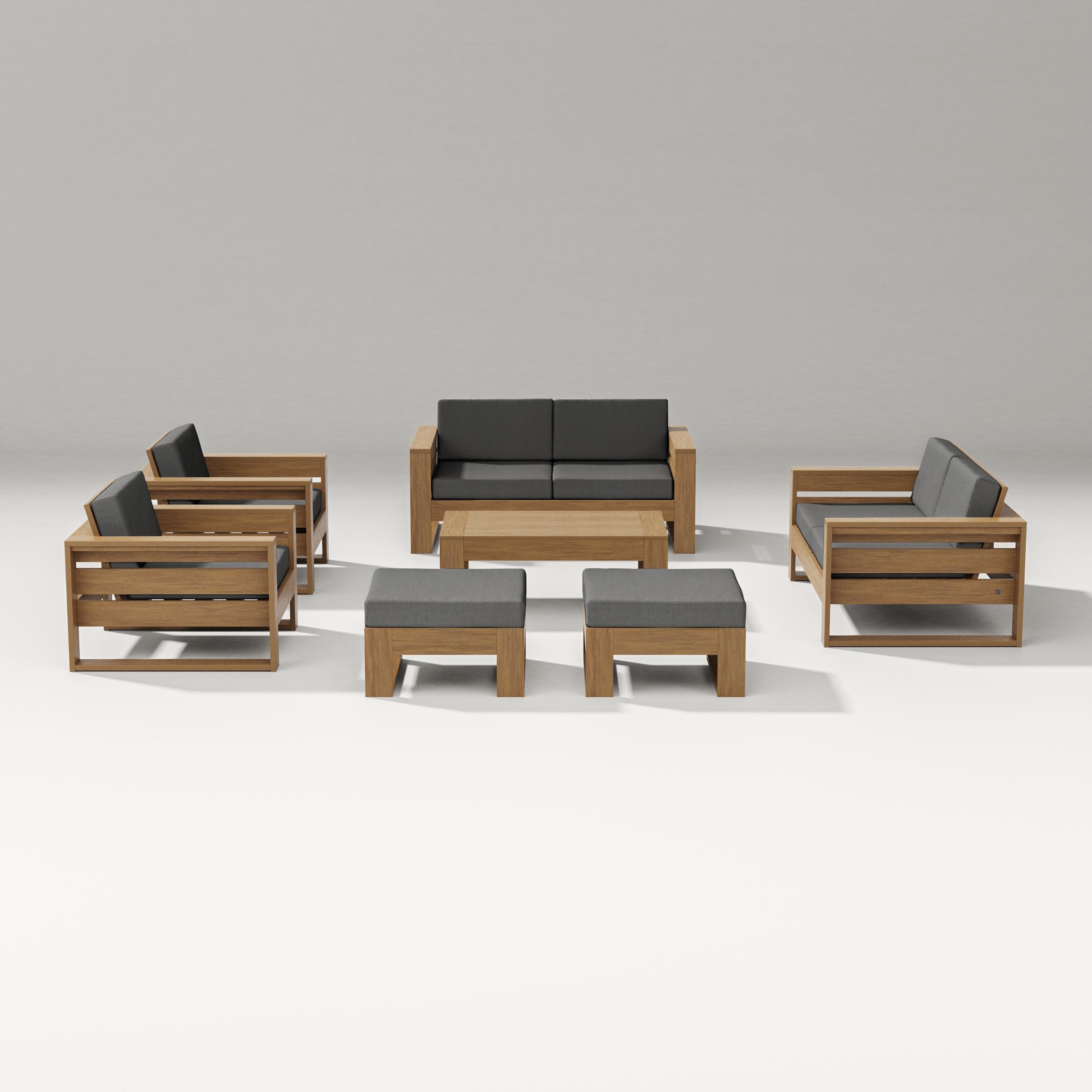 Latitude 7-Piece Lounge Loveseat Set in Natural / Spectrum Carbon