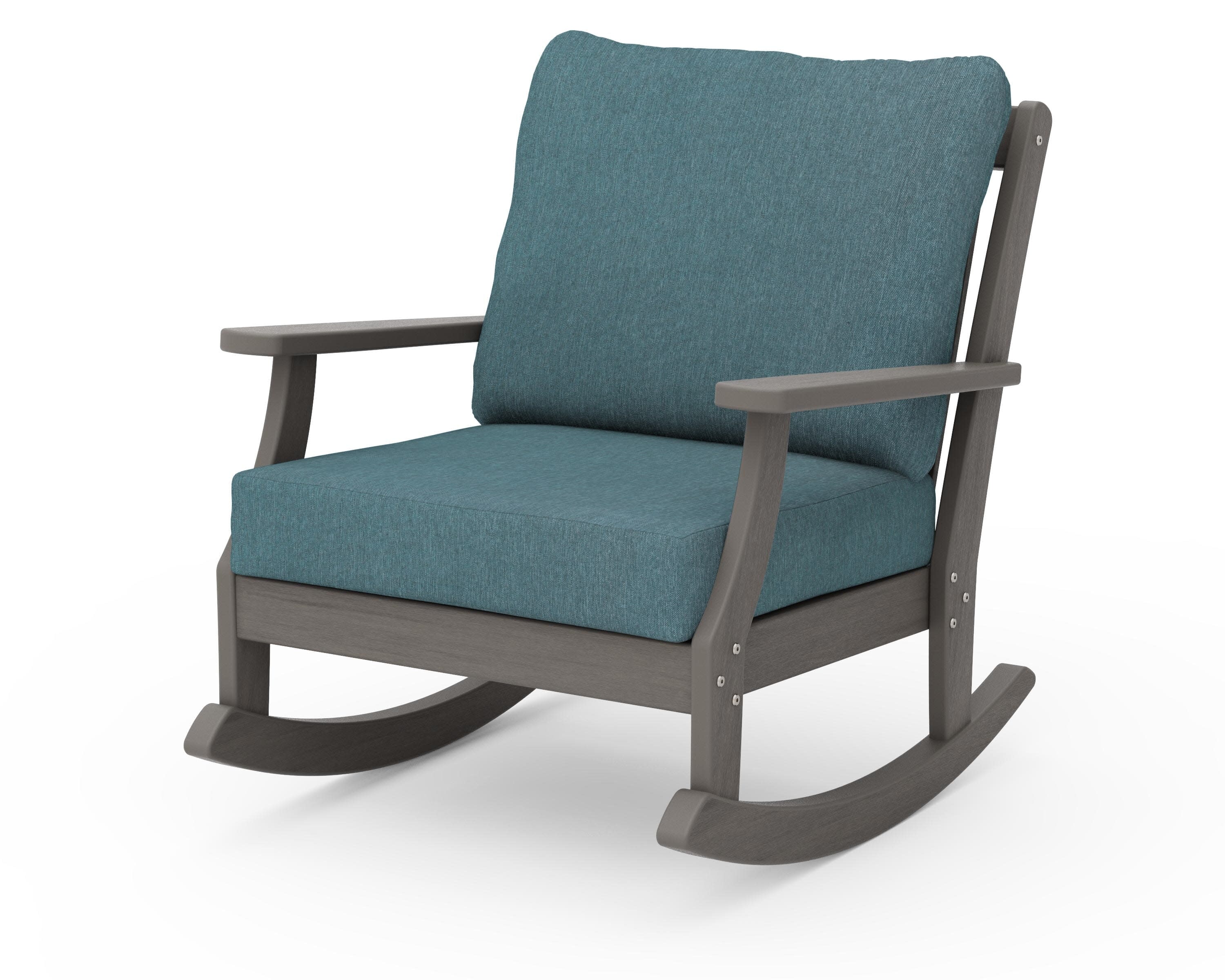 Braxton Deep Seating Rocking Chair in Driftwood / Ocean Teal