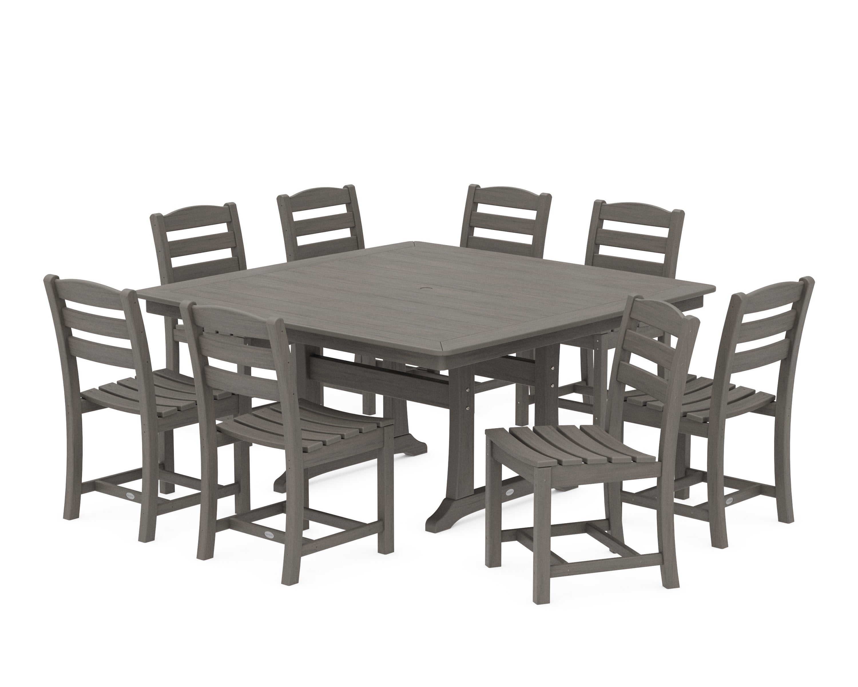 La Casa Caf 9-Piece Nautical Trestle Dining Set in Driftwood