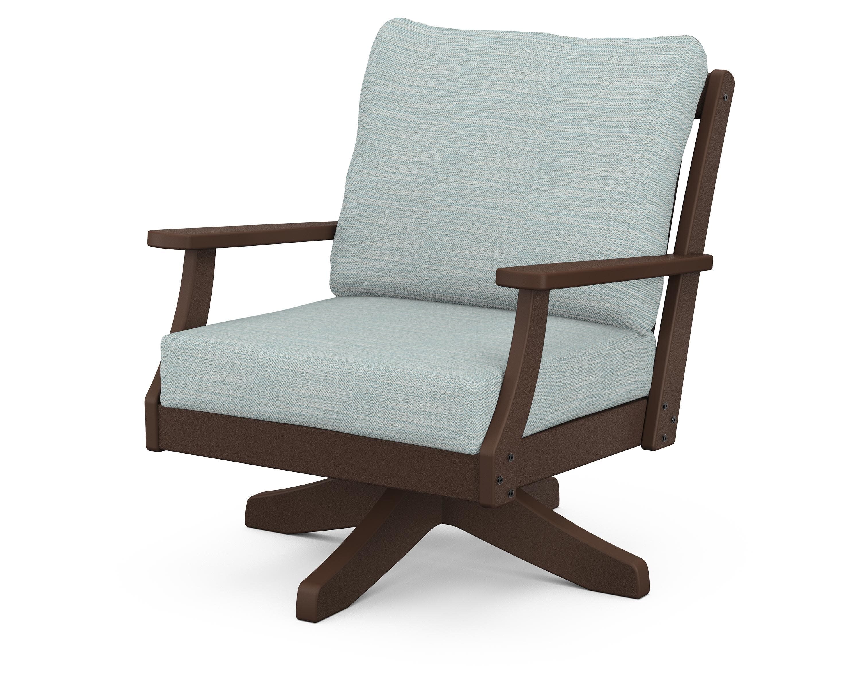 Braxton Deep Seating Swivel Chair in Mahogany / Soothe Mist