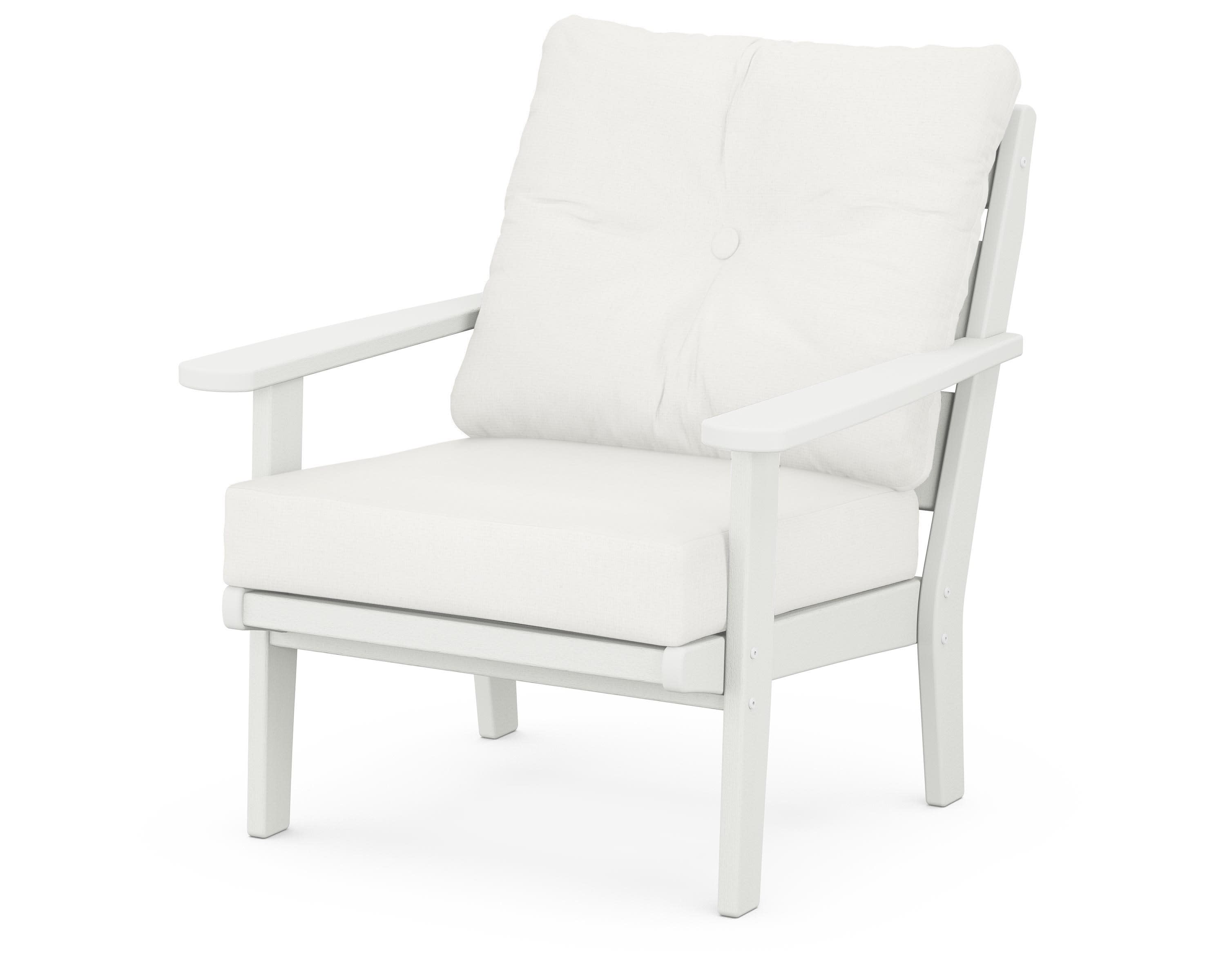 Lakeside Deep Seating Chair in Vintage White / Natural Linen