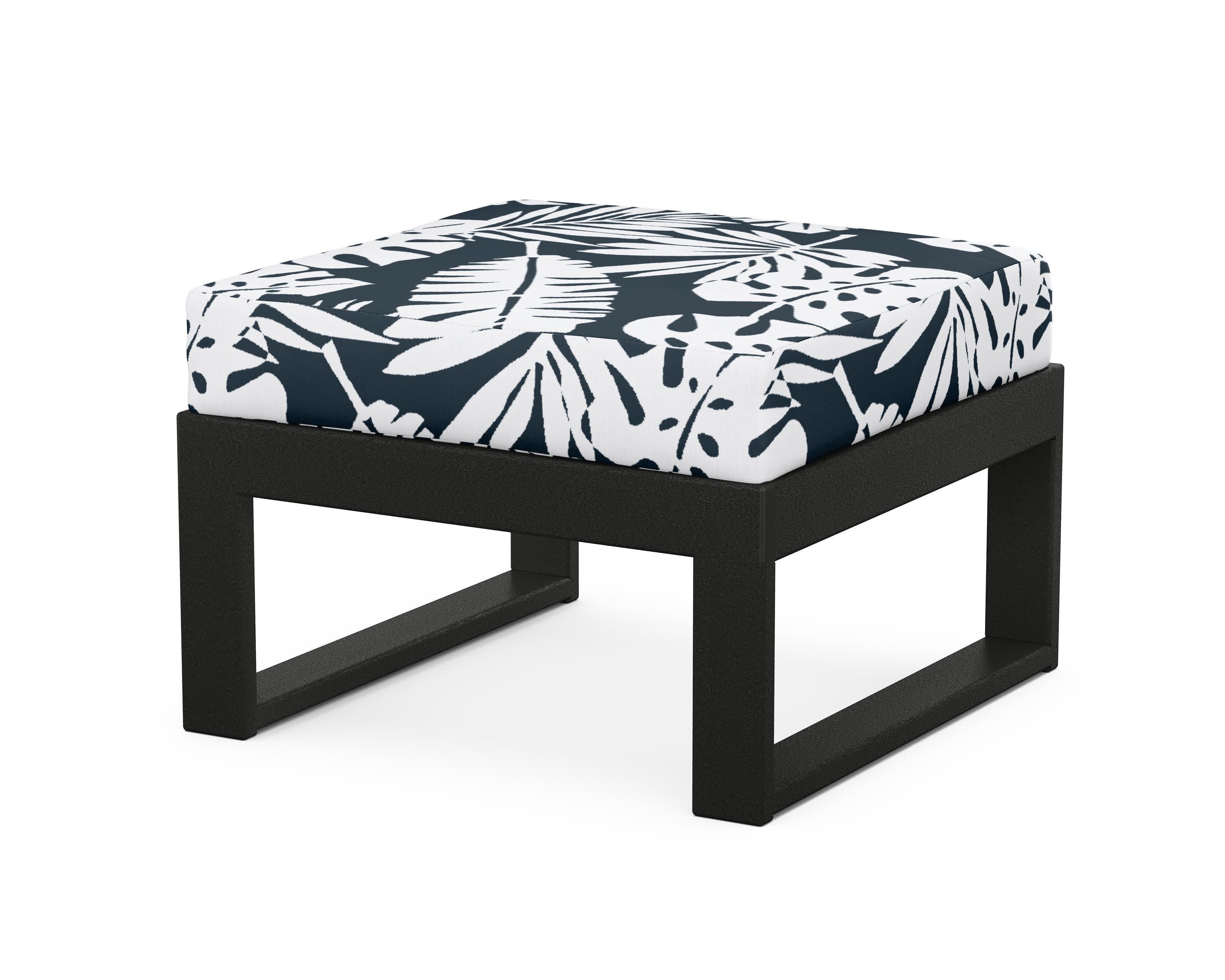 Modular Ottoman - Modern in Black / Leaf Marine Indigo