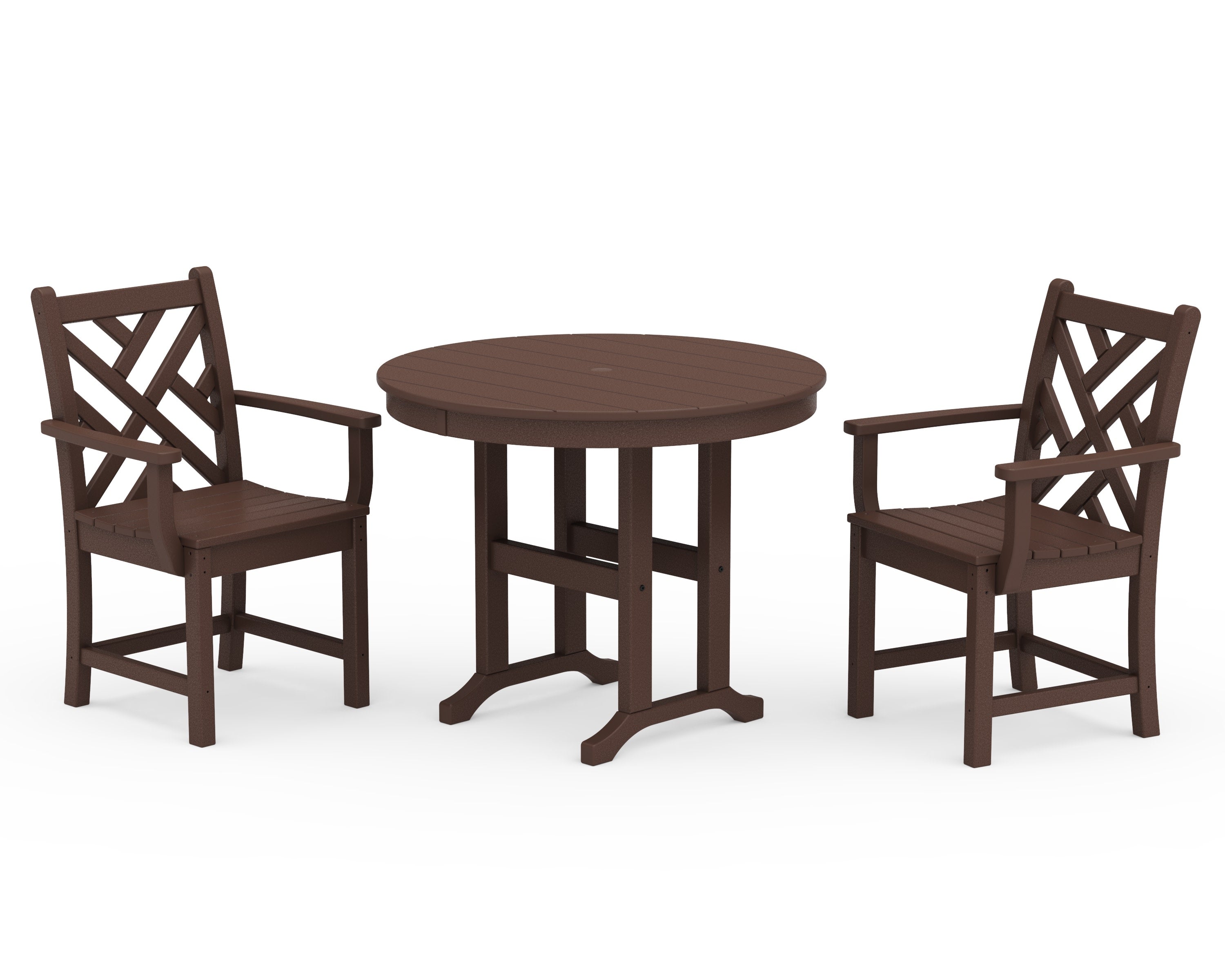 Chippendale 3-Piece Round Dining Set in Mahogany