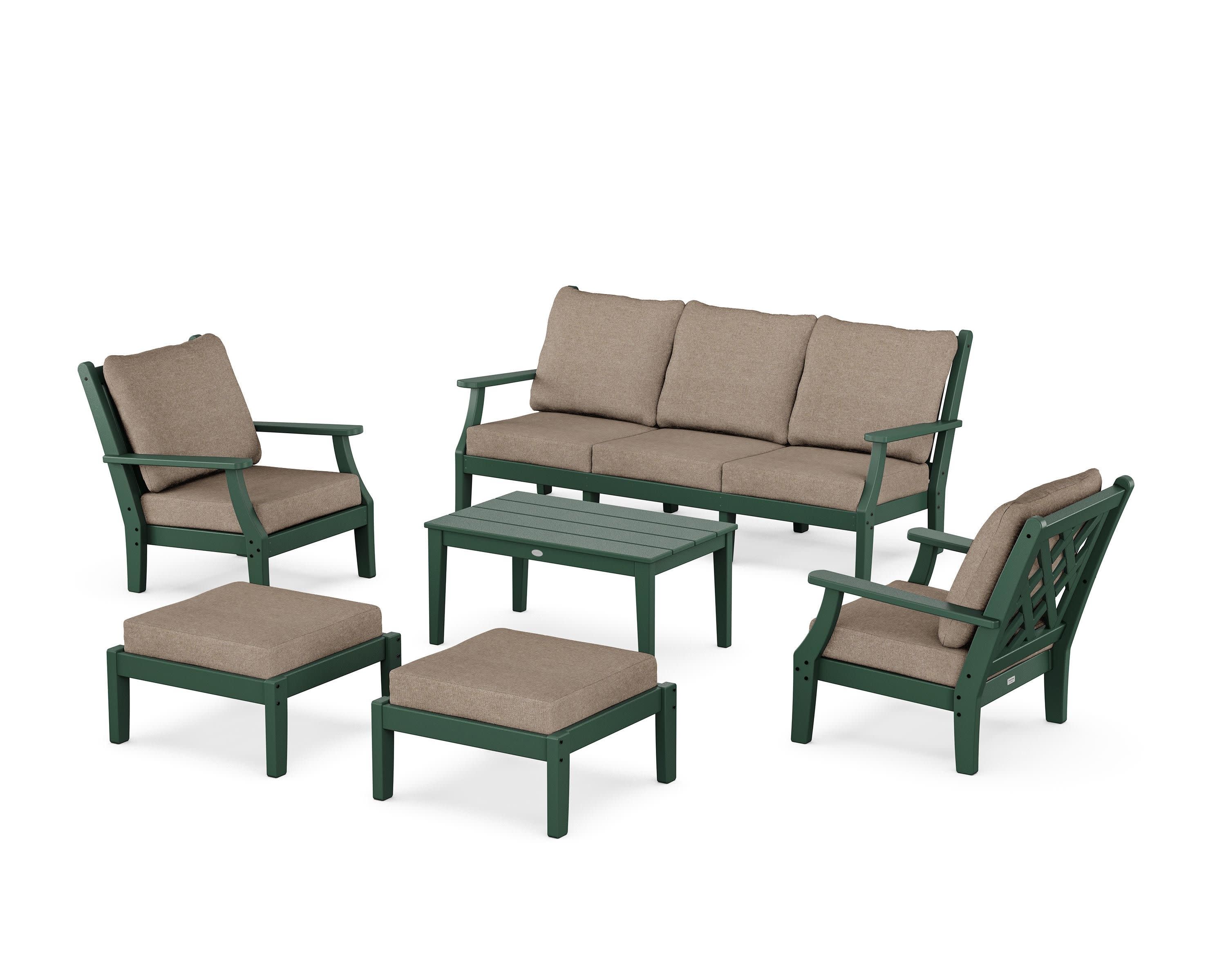 Wovendale 6-Piece Lounge Sofa Set in Green / Spiced Burlap