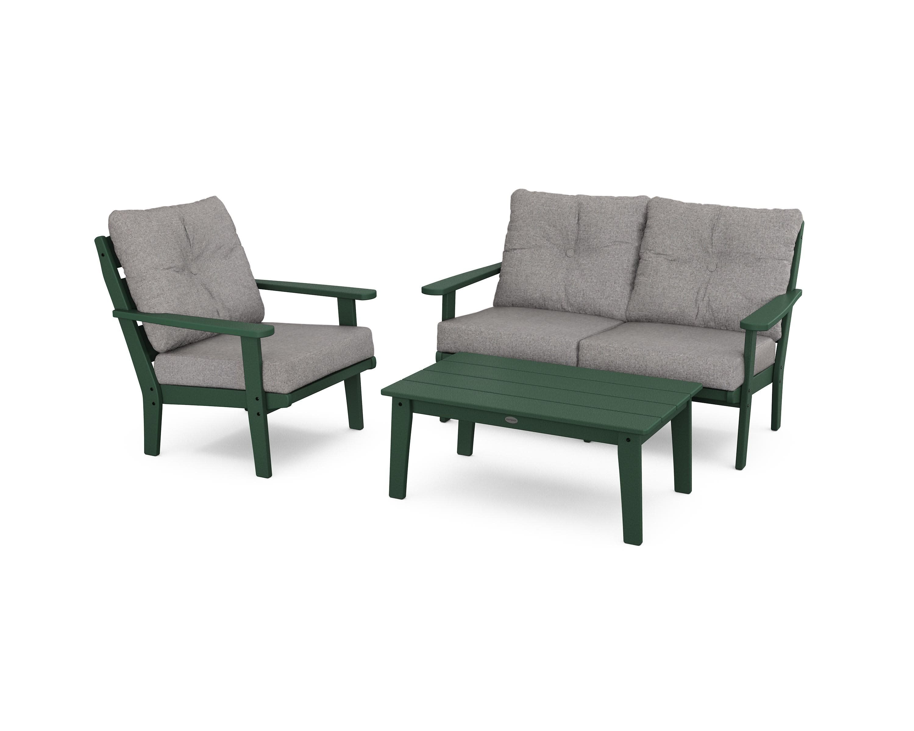 Lakeside 3-Piece Deep Seating Set in Green / Grey Mist