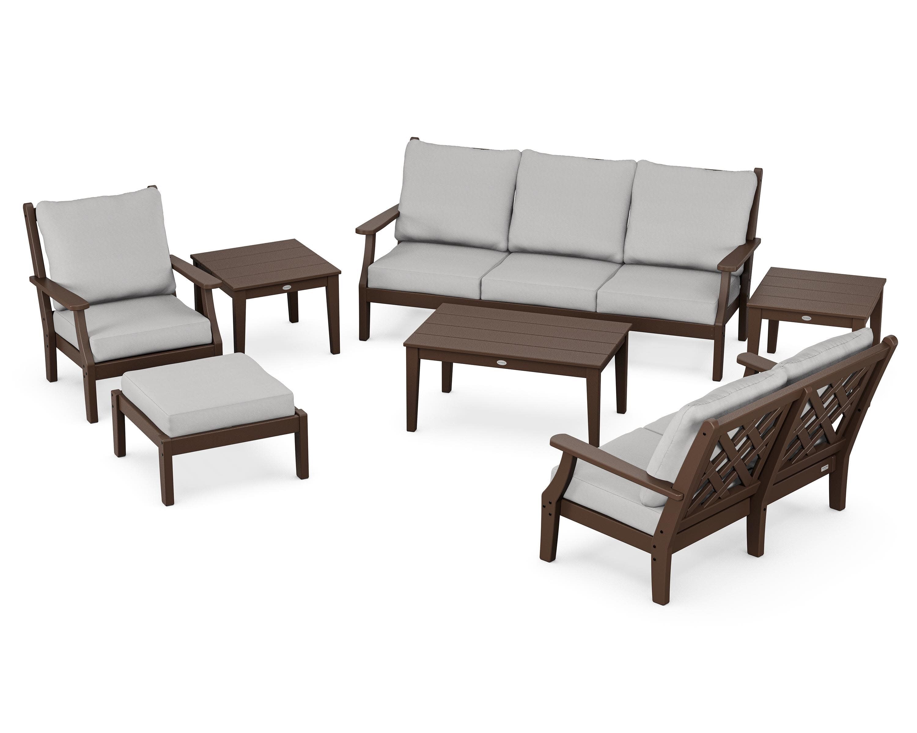 Wovendale 7-Piece Deep Seating Set in Mahogany / Diamond in the Rough