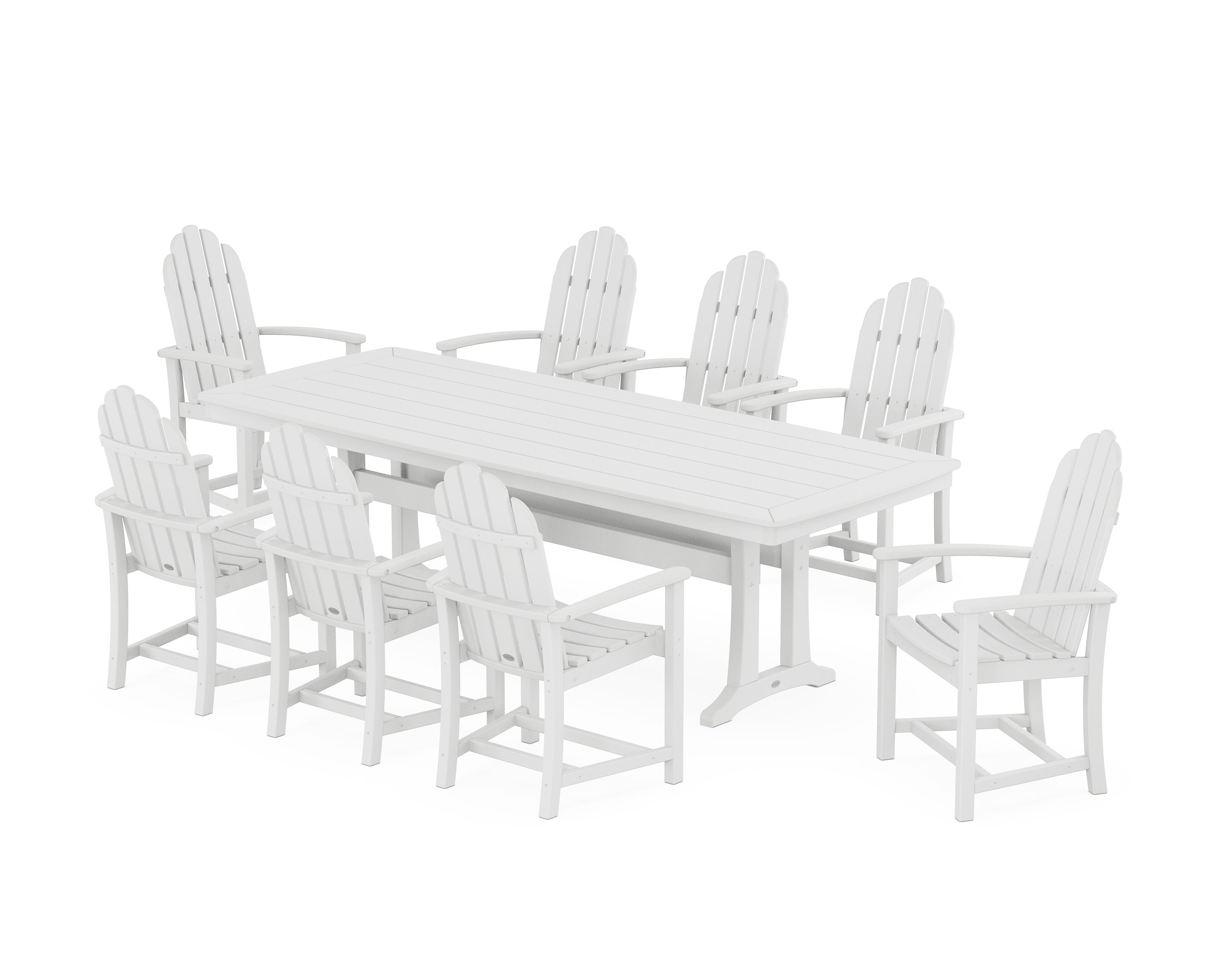 Classic Adirondack 9-Piece Dining Set with Trestle Legs in White