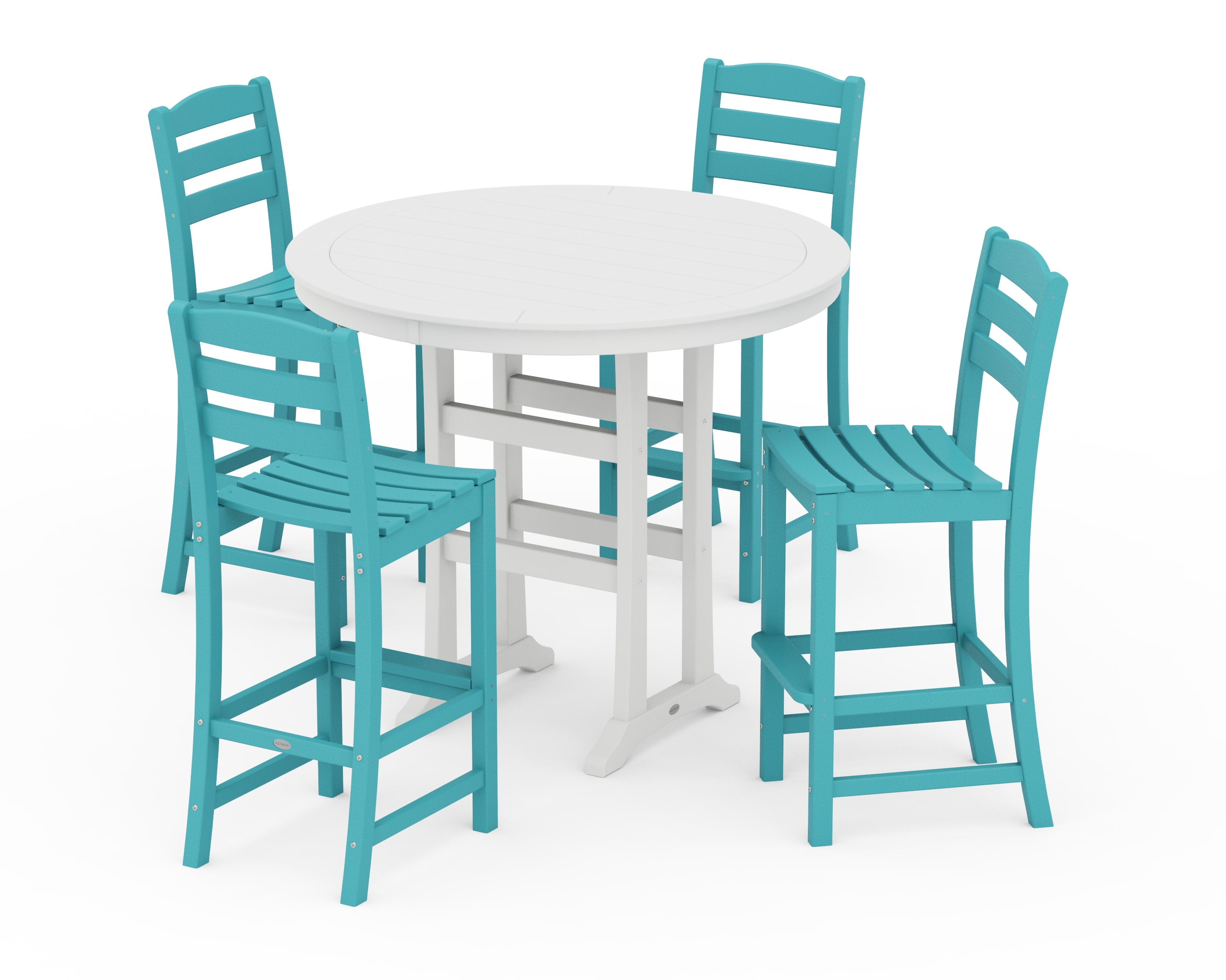 La Casa Caf 5-Piece Side Chair Bar Dining Set in Aruba / White