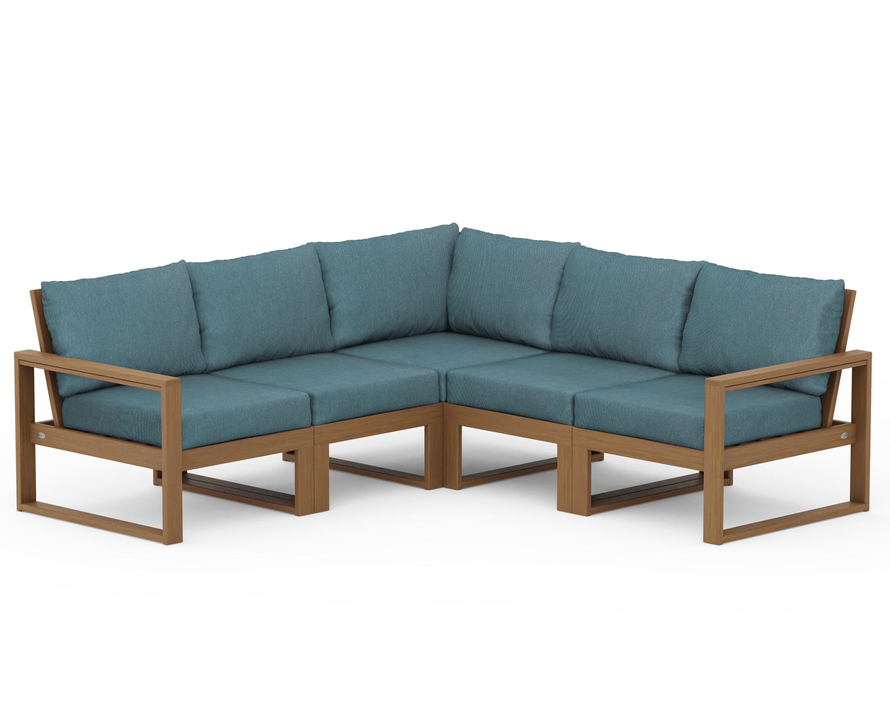 EDGE 5-Piece Modular Deep Seating Set in Natural / Ocean Teal