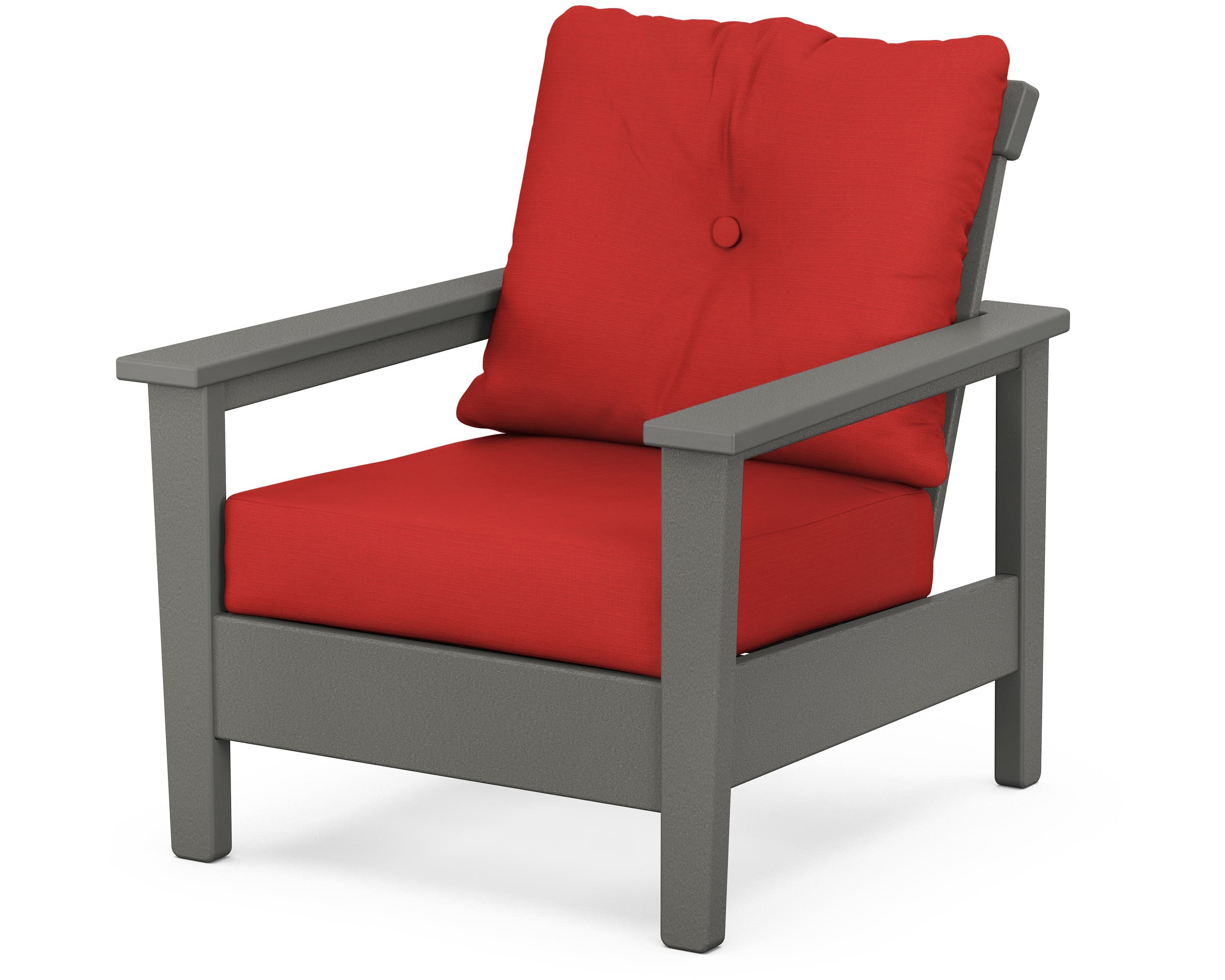 Prescott Deep Seating Chair in Slate Grey / Crimson Linen