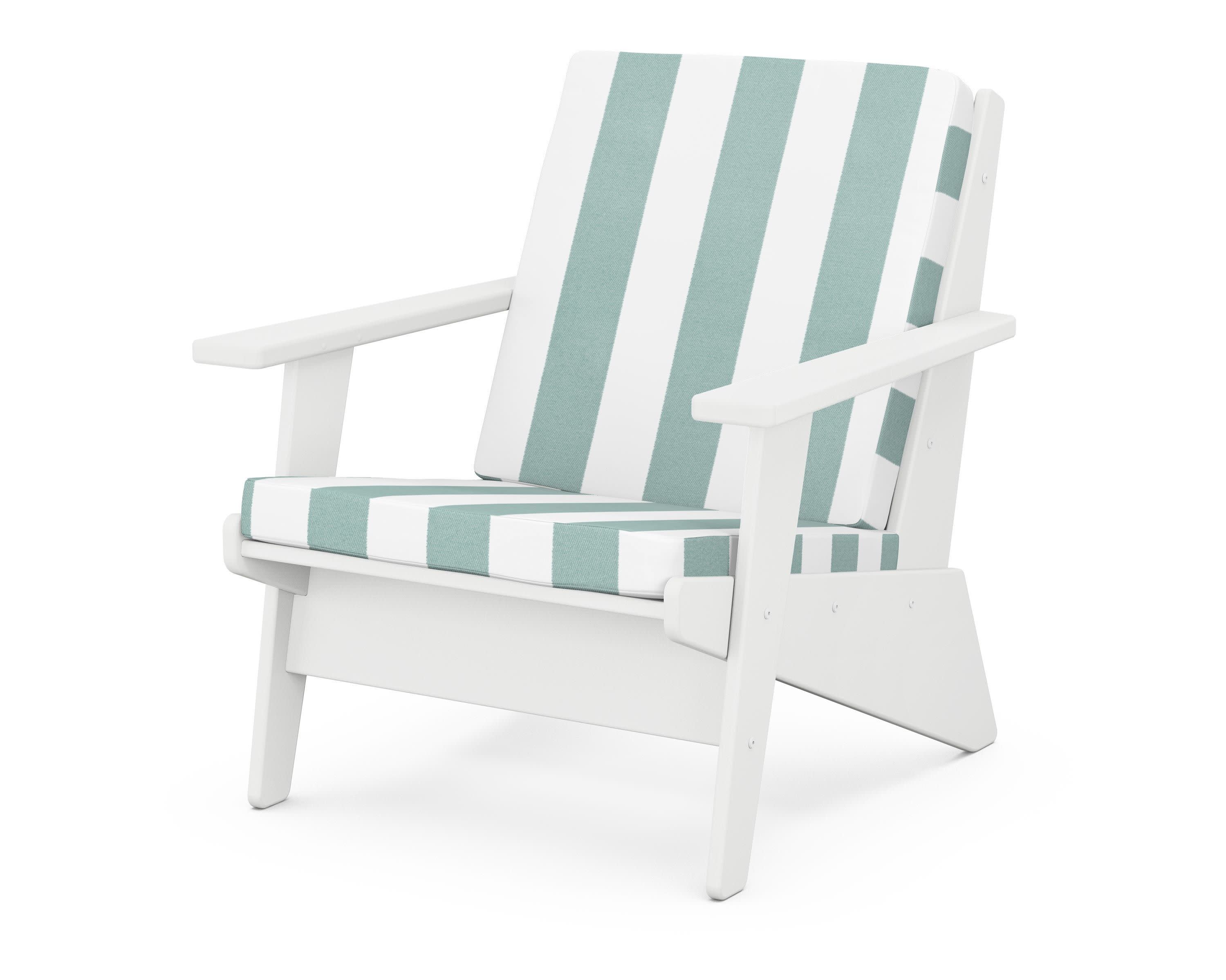 Riviera Modern Lounge Chair in White / Cabana Stripe Glacier Spa