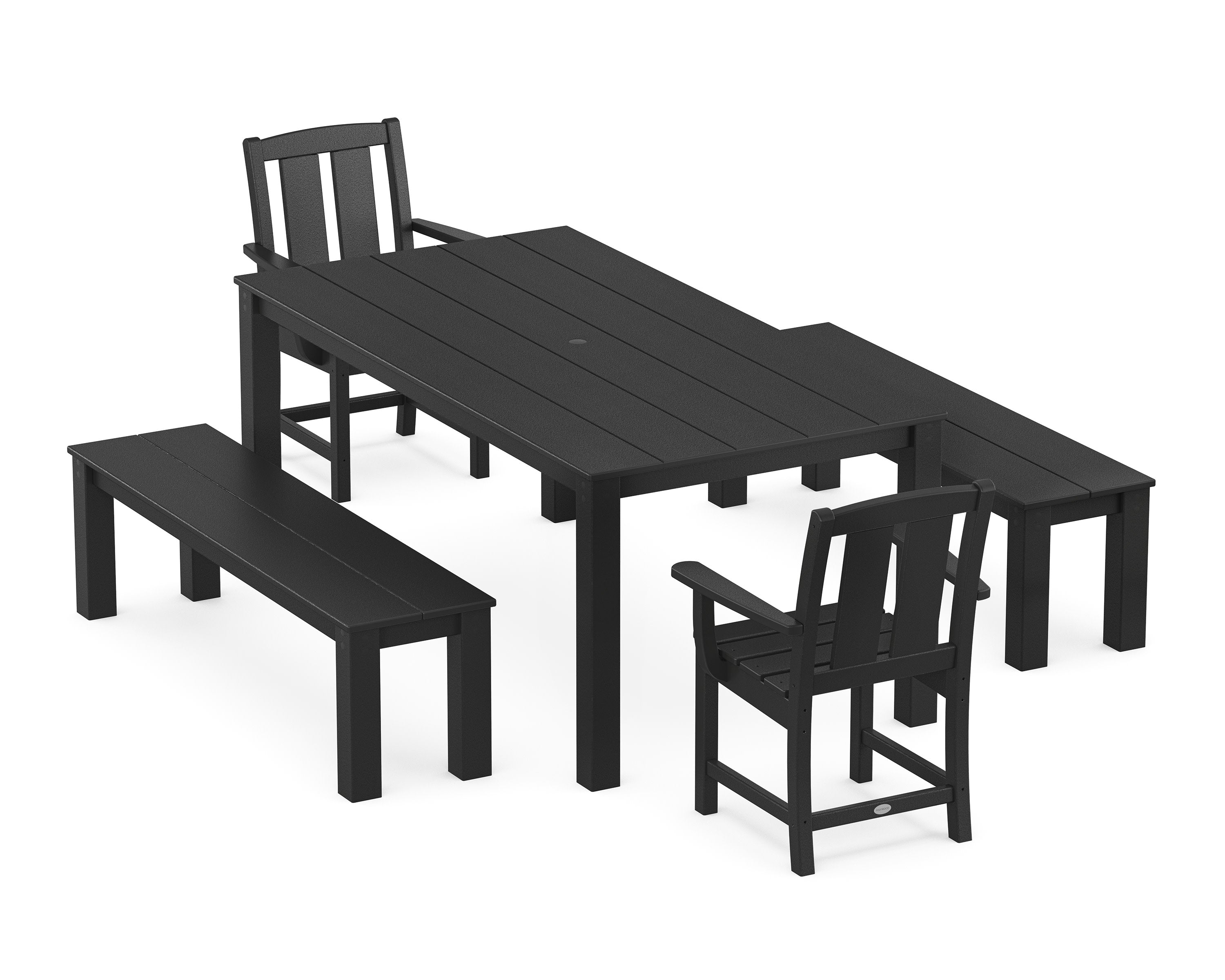 Mission 5-Piece Parsons Dining Set with Benches in Black