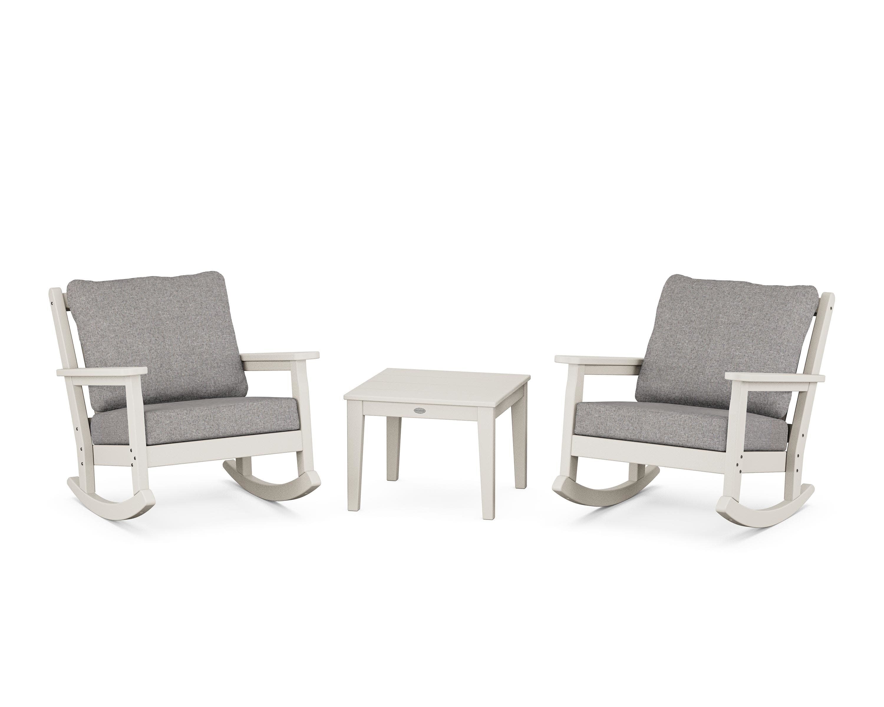 Chippendale 3-Piece Deep Seating Rocker Set in Sand / Grey Mist