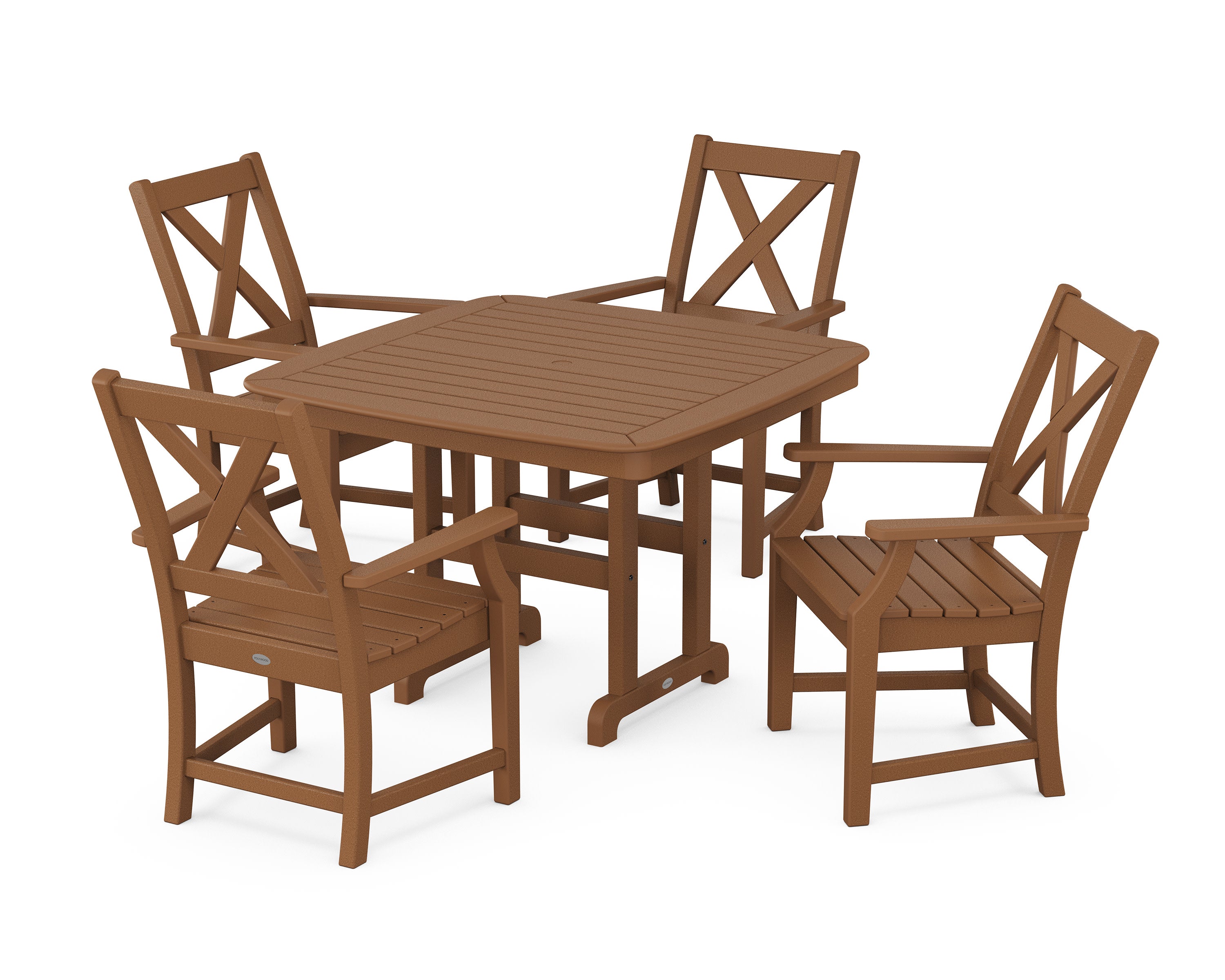 Braxton 5-Piece Dining Set with Trestle Legs in Teak