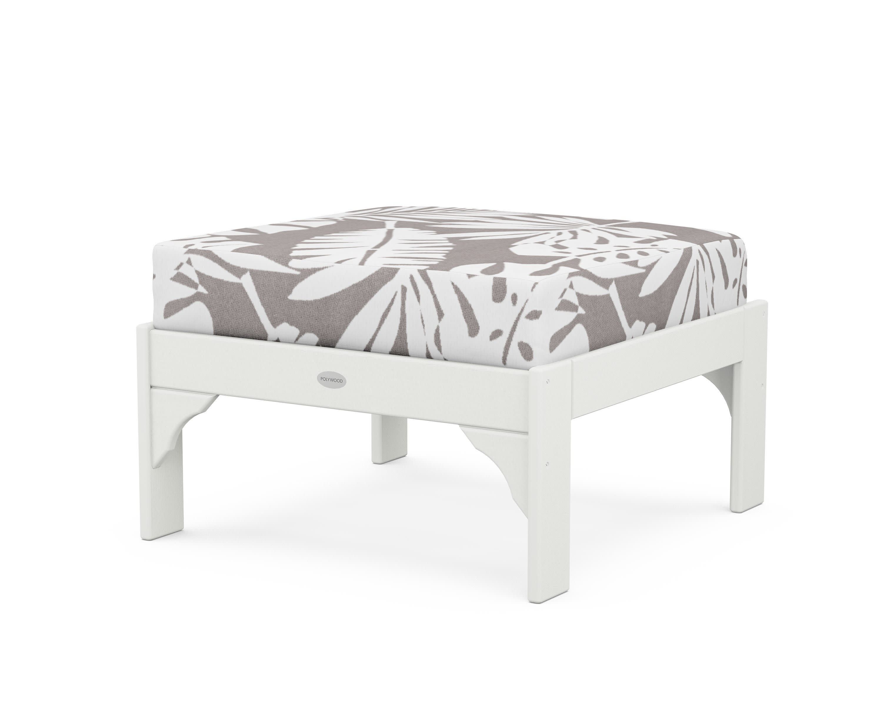 Vineyard Deep Seating Ottoman in Vintage White / Leaf Grey Mist
