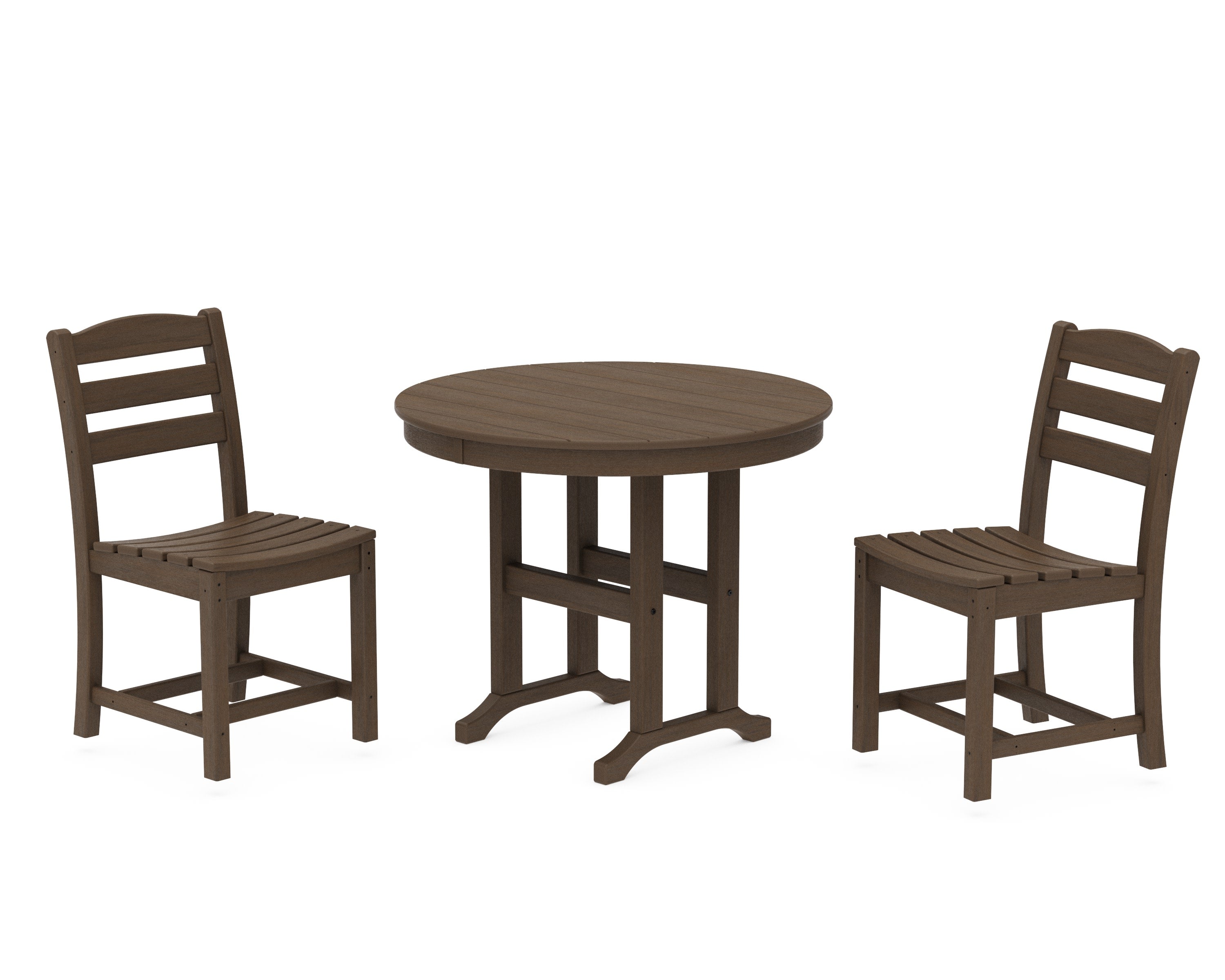 La Casa Caf Side Chair 3-Piece Round Dining Set in Kona