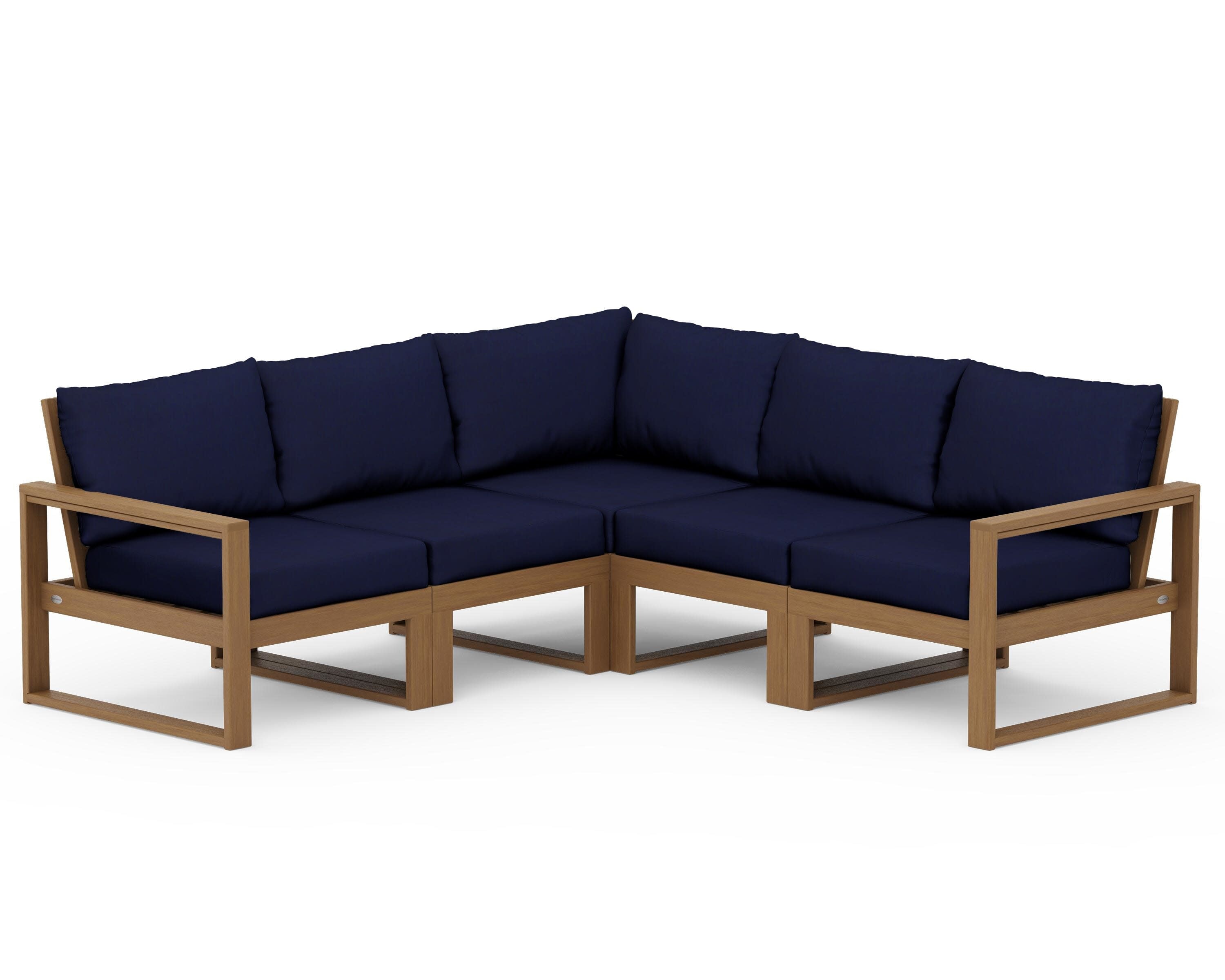 EDGE 5-Piece Modular Deep Seating Set in Natural / Navy