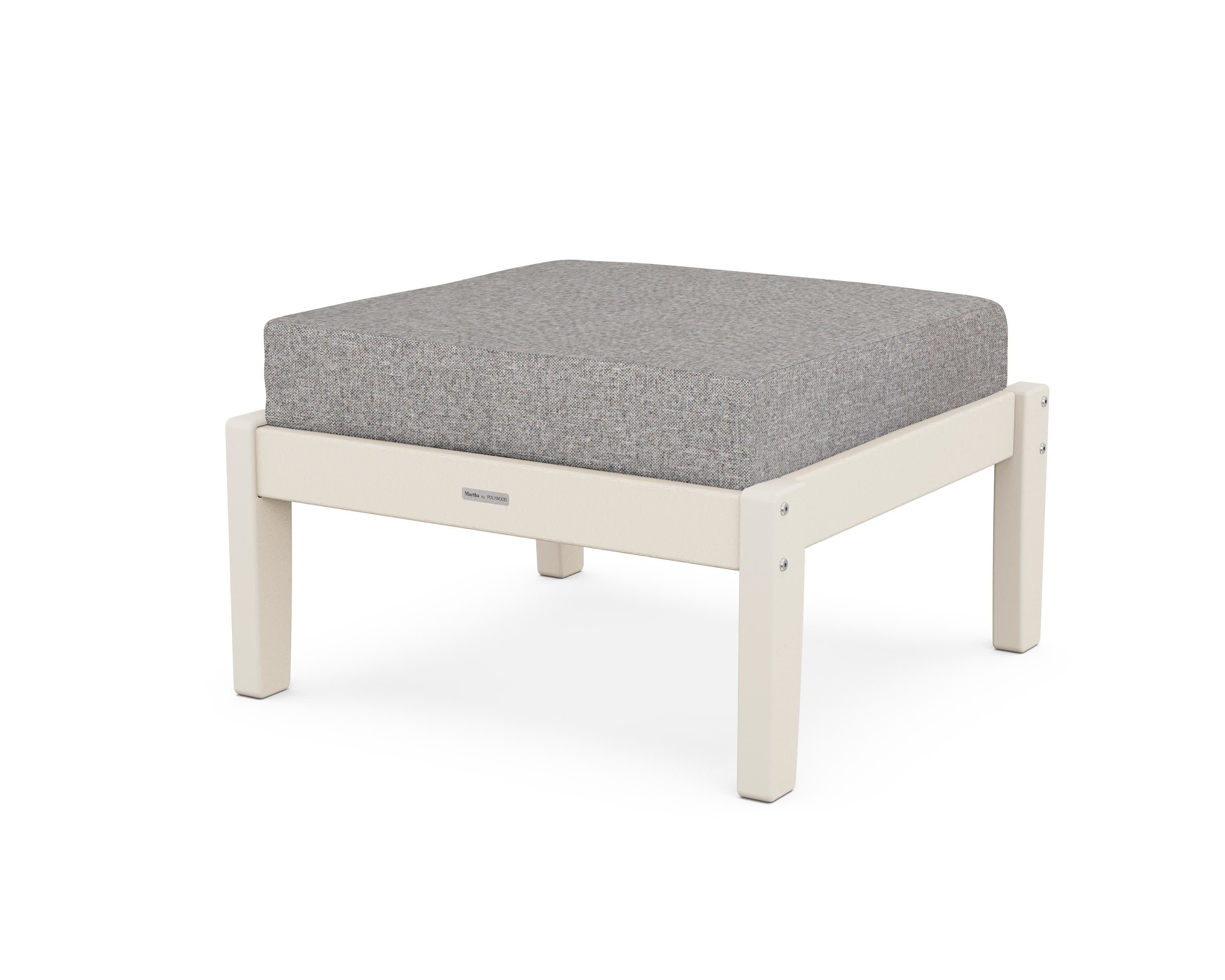 Chinoiserie Deep Seating Ottoman in Sand / Grey Mist