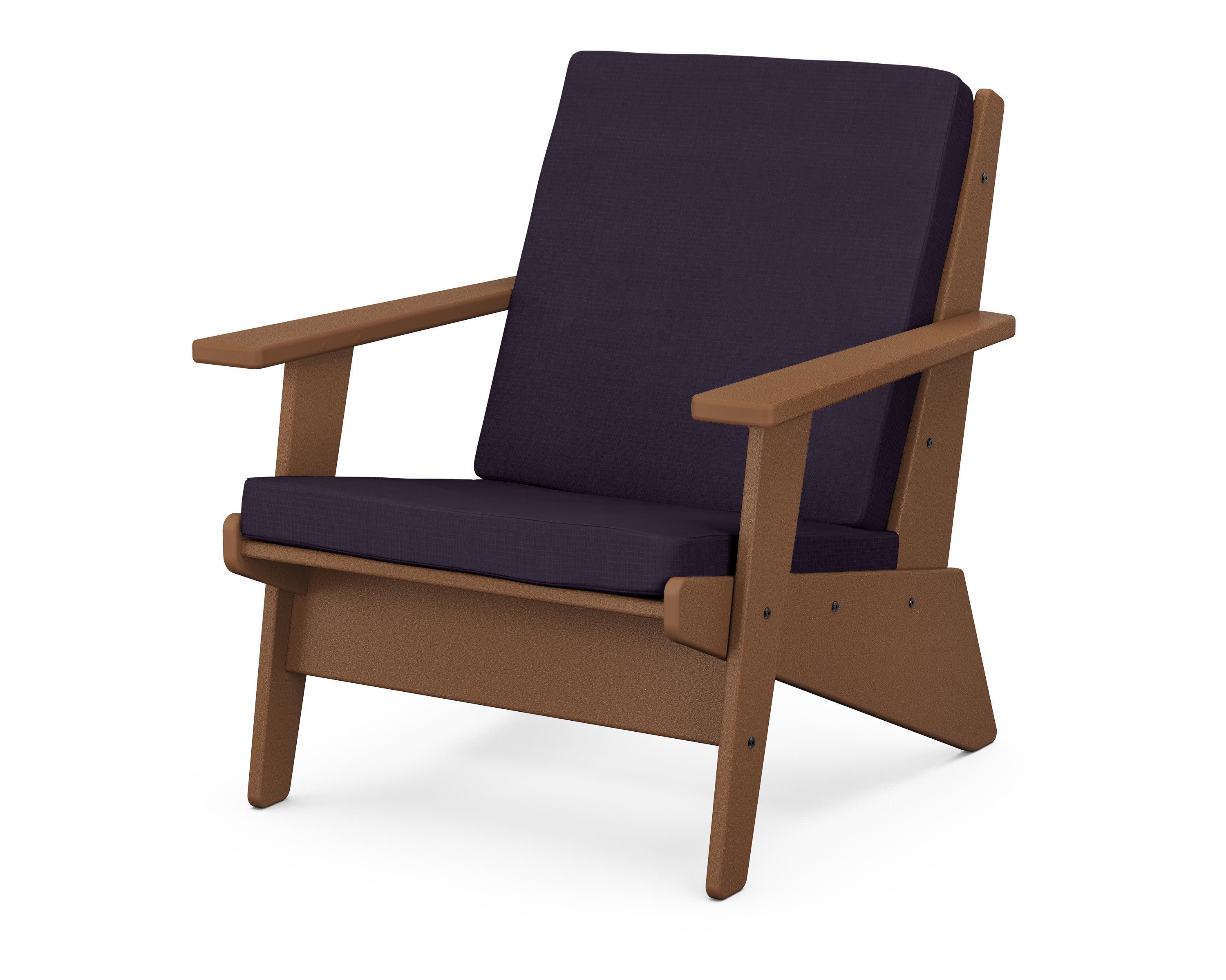Riviera Modern Lounge Chair in Teak / Navy Linen
