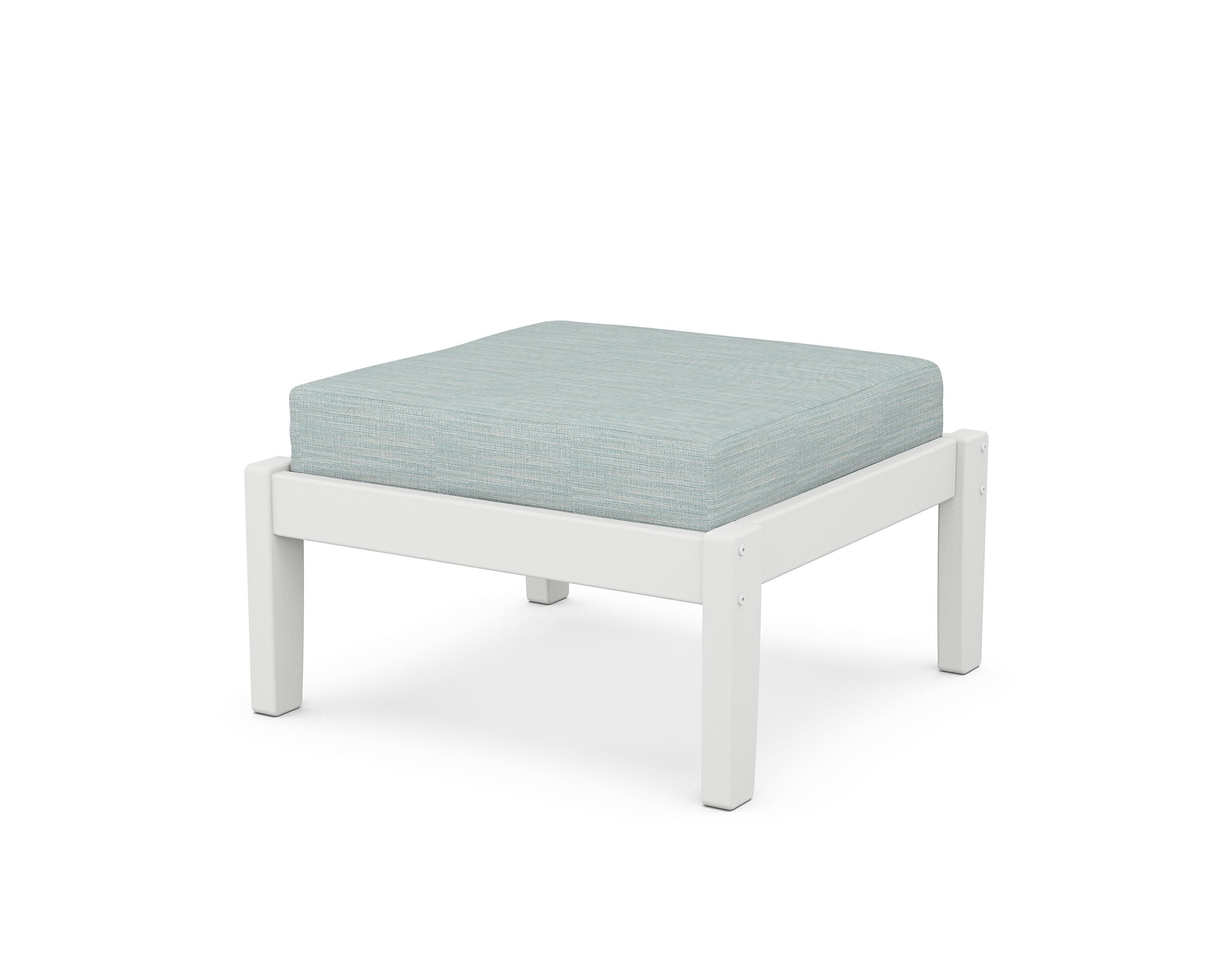 Deep Seating Ottoman in White / Soothe Mist